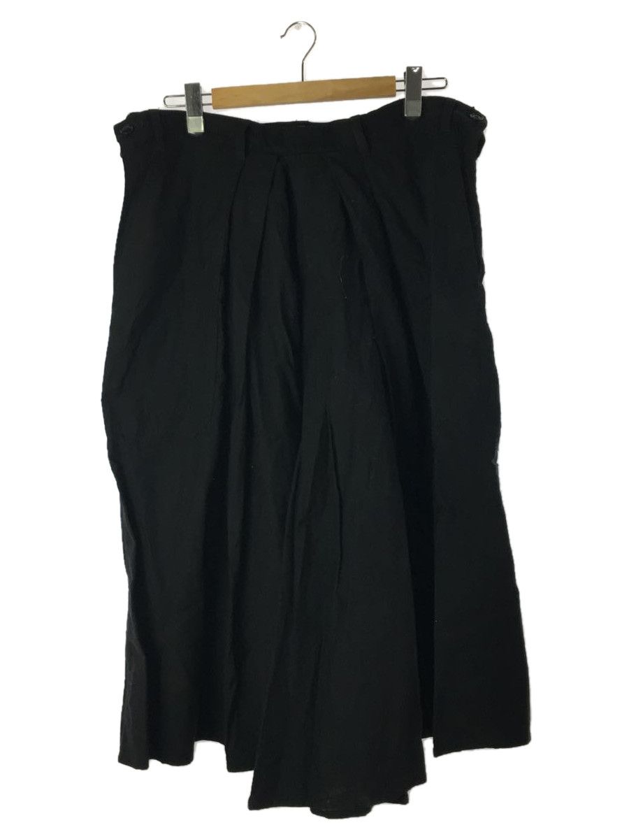 Cropped Pants Black Side Zip Cotton Wide