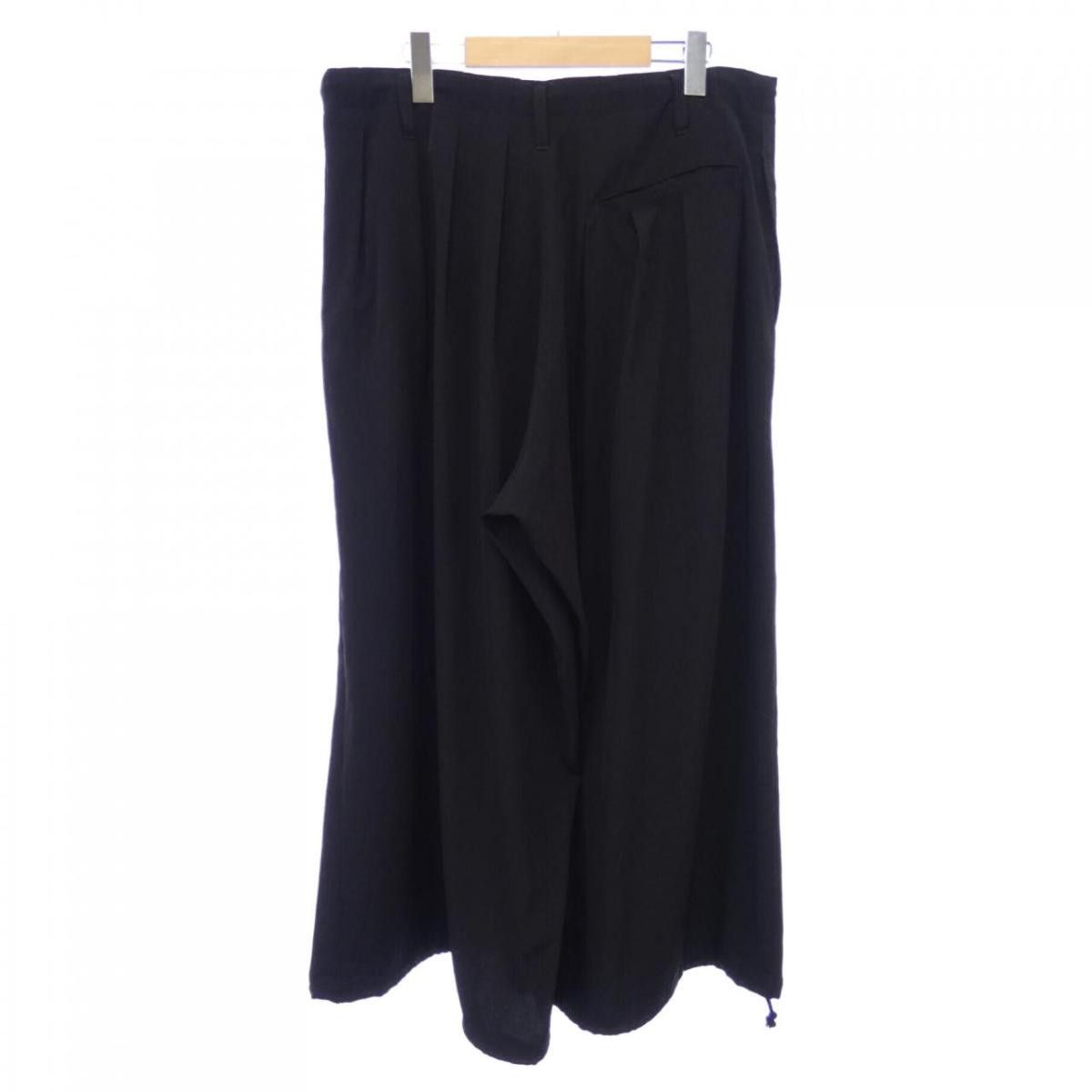 Cropped Pants Black Wide Plain Zip Fly