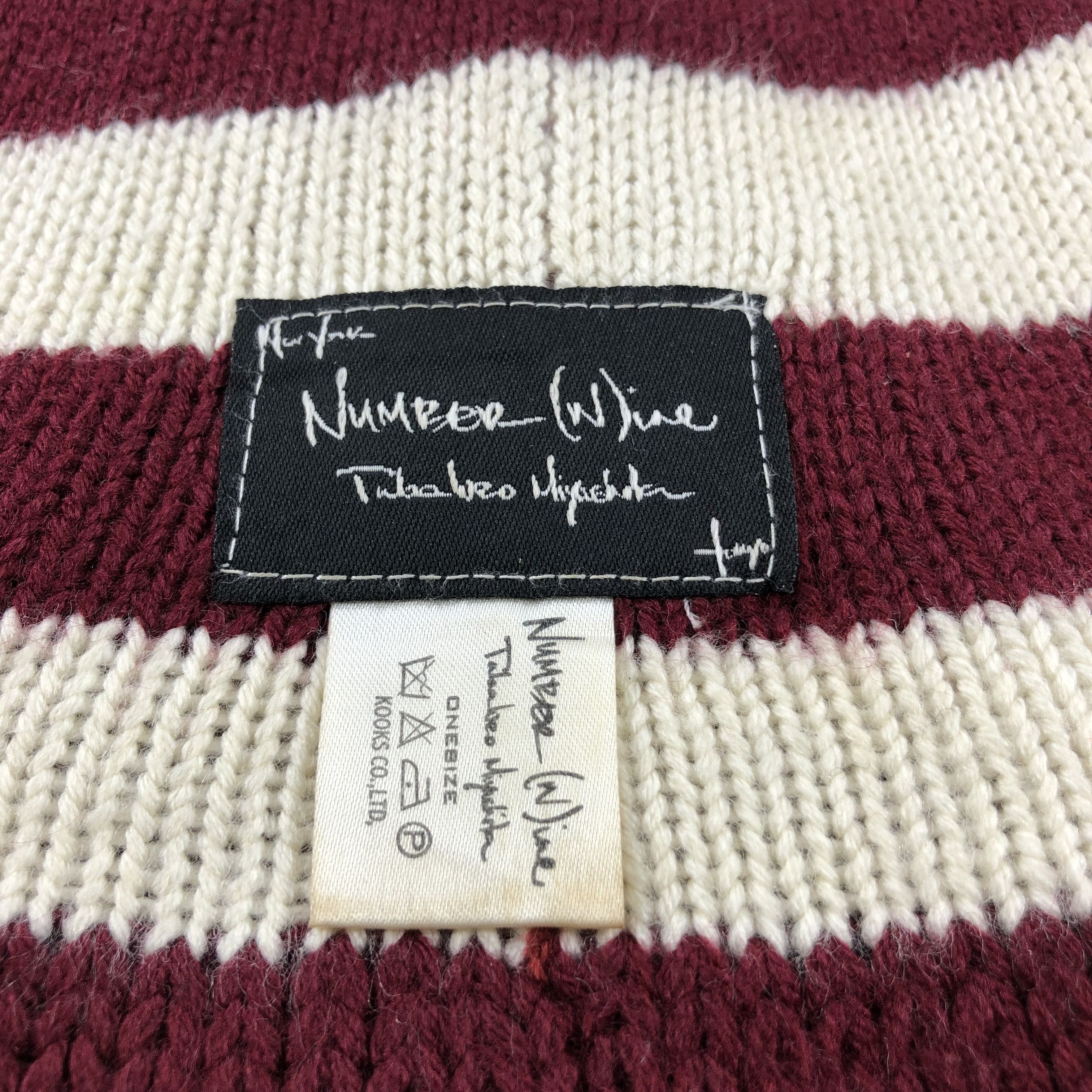Japanese Brand Number (N)ine × Takahiro Miyashita Striped Knit Beanie B06 Size ONE SIZE - 2 Thumbnail