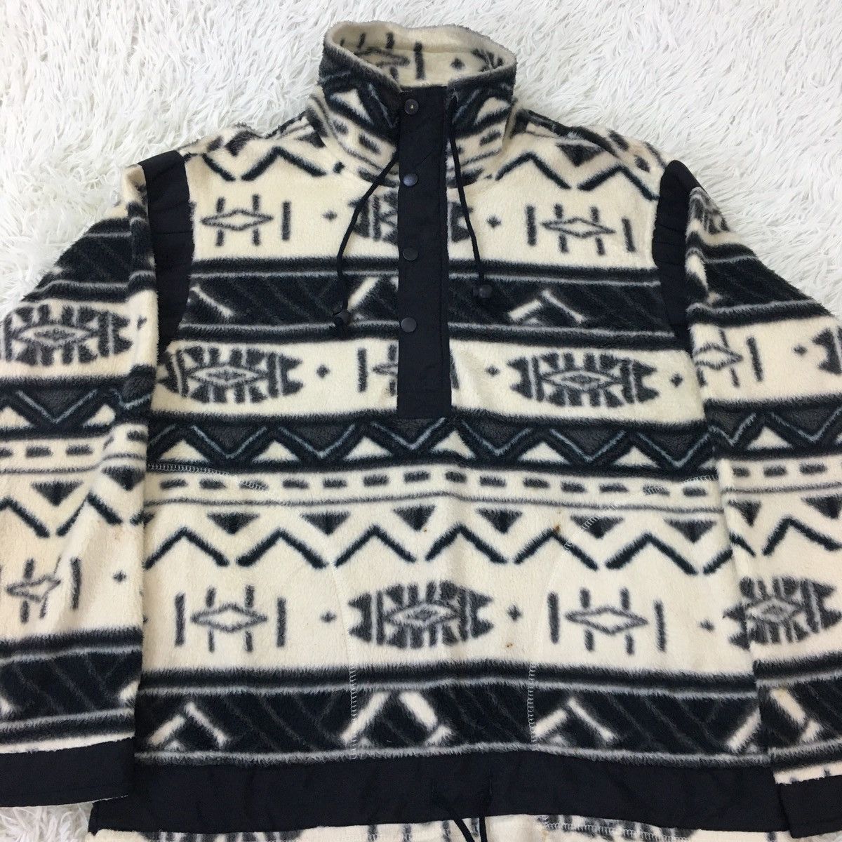 Native Japanese Navajo 1/2 Buttons Fleece Sweater Size US L / EU 52-54 / 3 - 4 Thumbnail