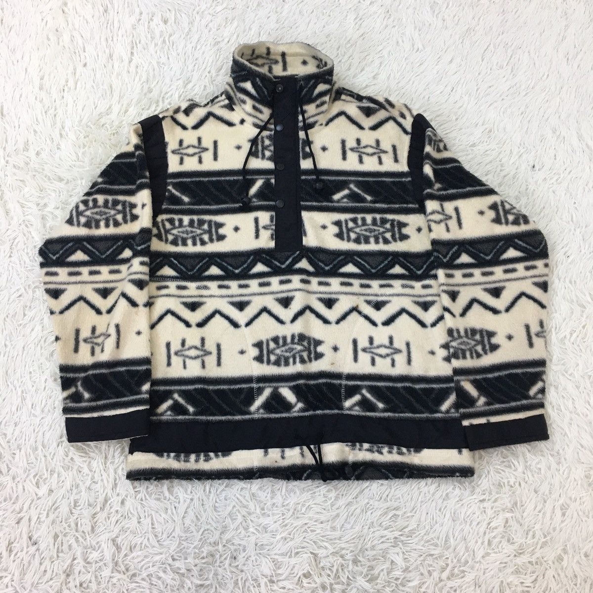 Native Japanese Navajo 1/2 Buttons Fleece Sweater Size US L / EU 52-54 / 3 - 1 Thumbnail