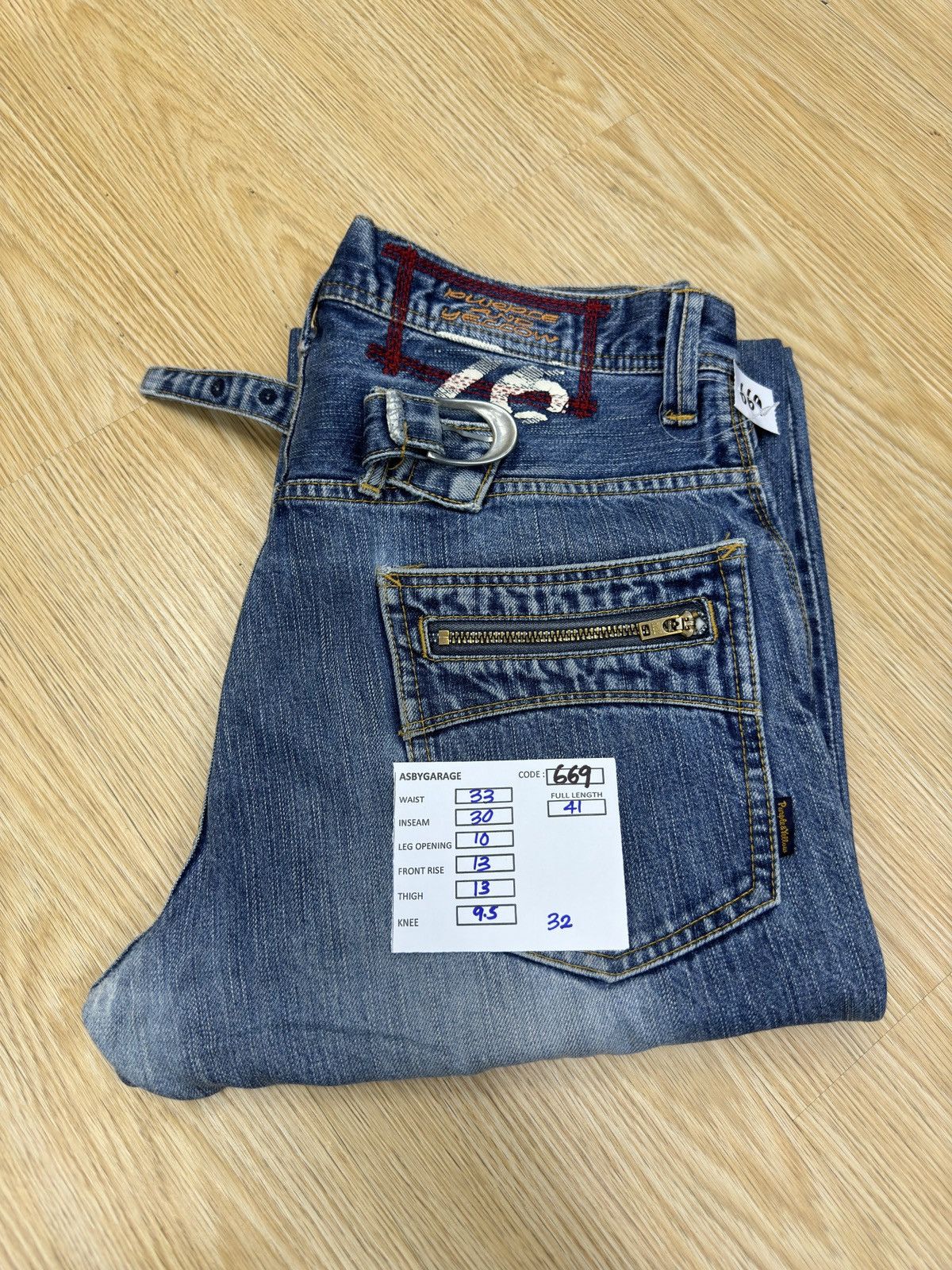 14th Addiction × Beauty Beast × If Six Was Nine Vintage PURPLE & YELLOW Flare Denim J669 Size US 32 / EU 48 - 13 Thumbnail