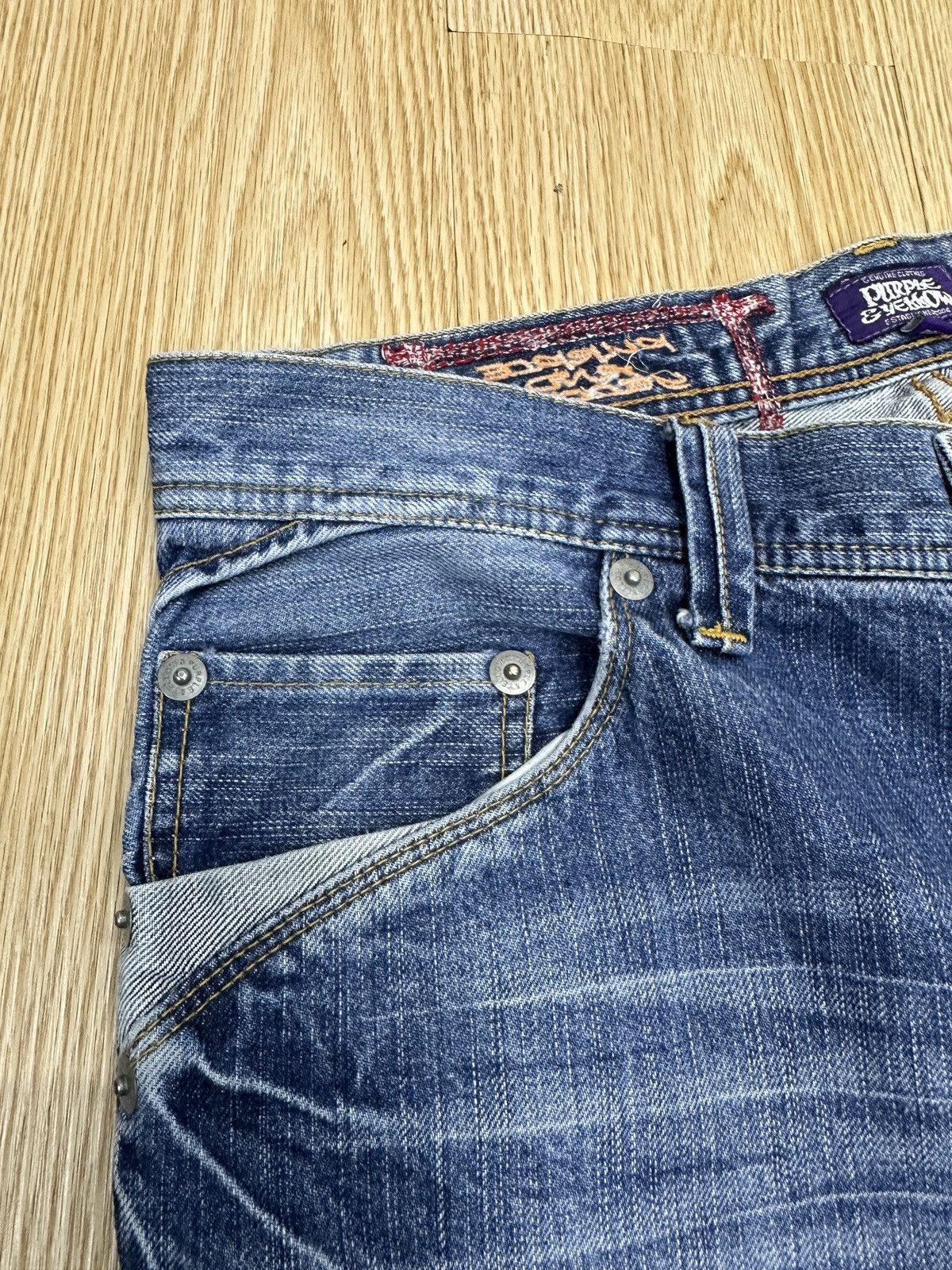 14th Addiction × Beauty Beast × If Six Was Nine Vintage PURPLE & YELLOW Flare Denim J669 Size US 32 / EU 48 - 6 Thumbnail