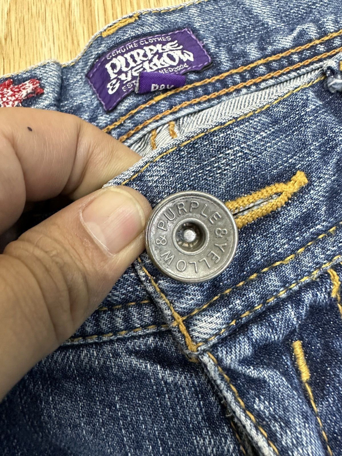 14th Addiction × Beauty Beast × If Six Was Nine Vintage PURPLE & YELLOW Flare Denim J669 Size US 32 / EU 48 - 4 Thumbnail