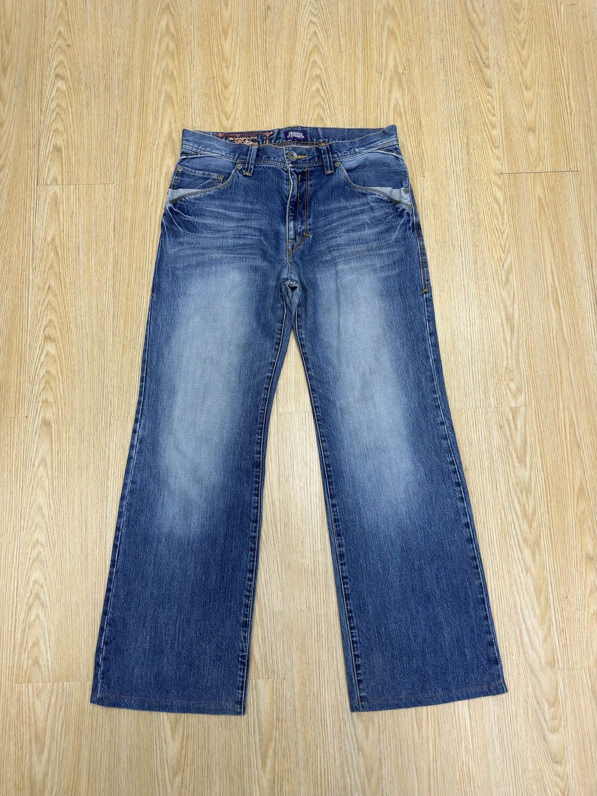 14th Addiction × Beauty Beast × If Six Was Nine Vintage PURPLE & YELLOW Flare Denim J669 Size US 32 / EU 48 - 1 Thumbnail