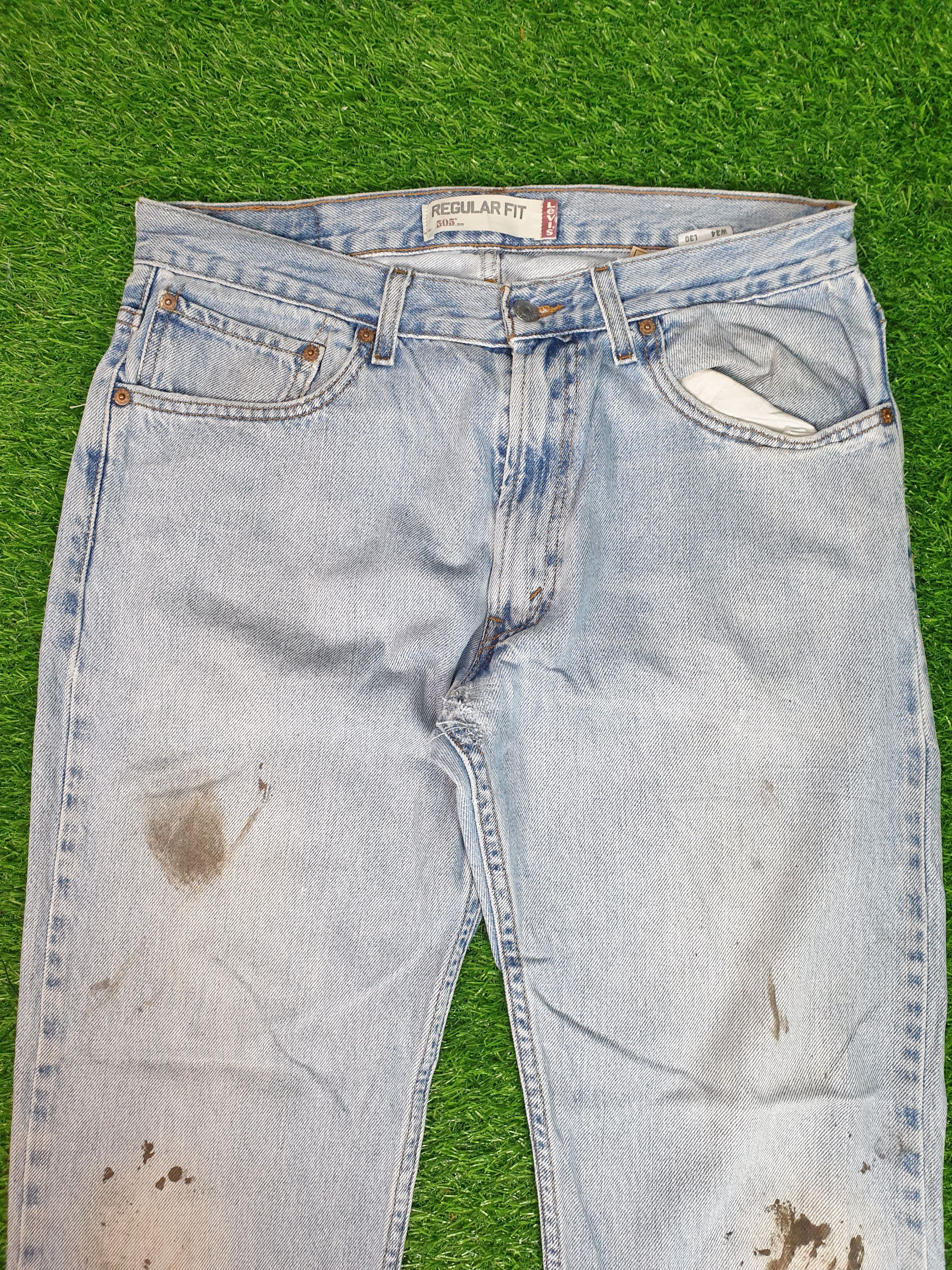 Levi's LEVIS 505 Light Wash Faded Rusty Stain 34X30 Jeans L0158 Size US 34 / EU 50 - 5 Thumbnail