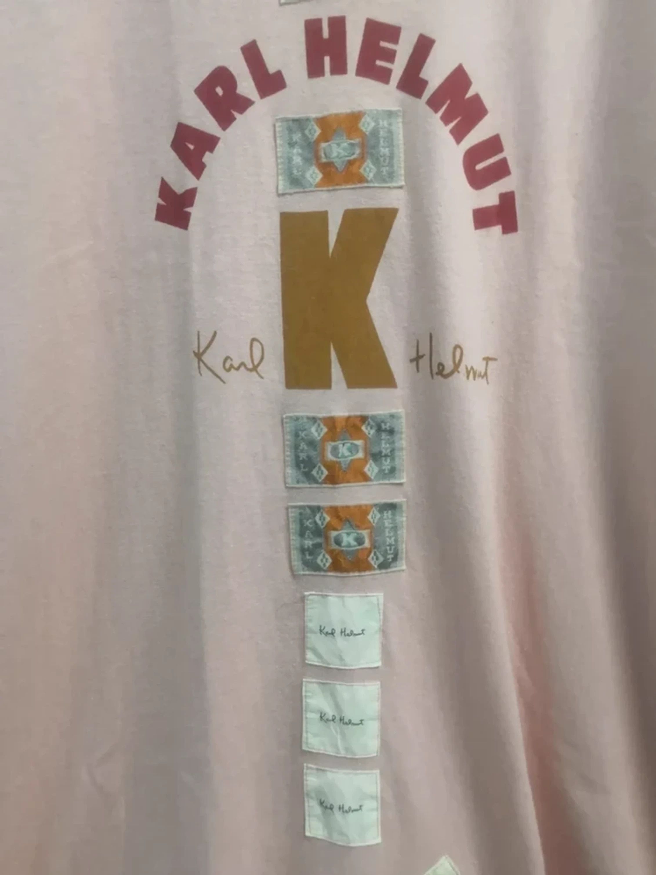 Japanese Brand Vintage Karl Helmut T Shirt Big Logo Spell Out Patches Size US L / EU 52-54 / 3 - 2 Thumbnail