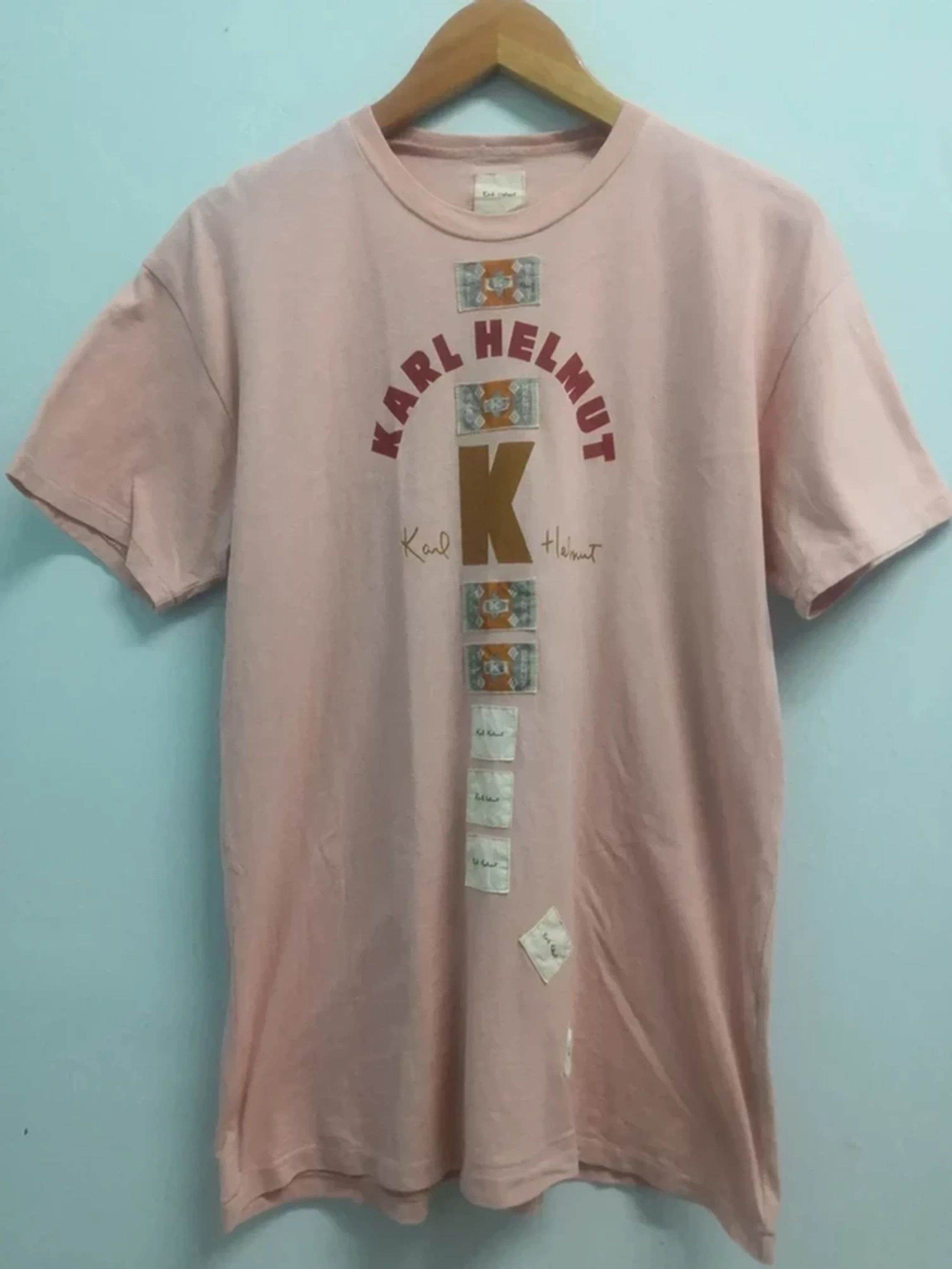 Japanese Brand Vintage Karl Helmut T Shirt Big Logo Spell Out Patches Size US L / EU 52-54 / 3 - 1 Thumbnail