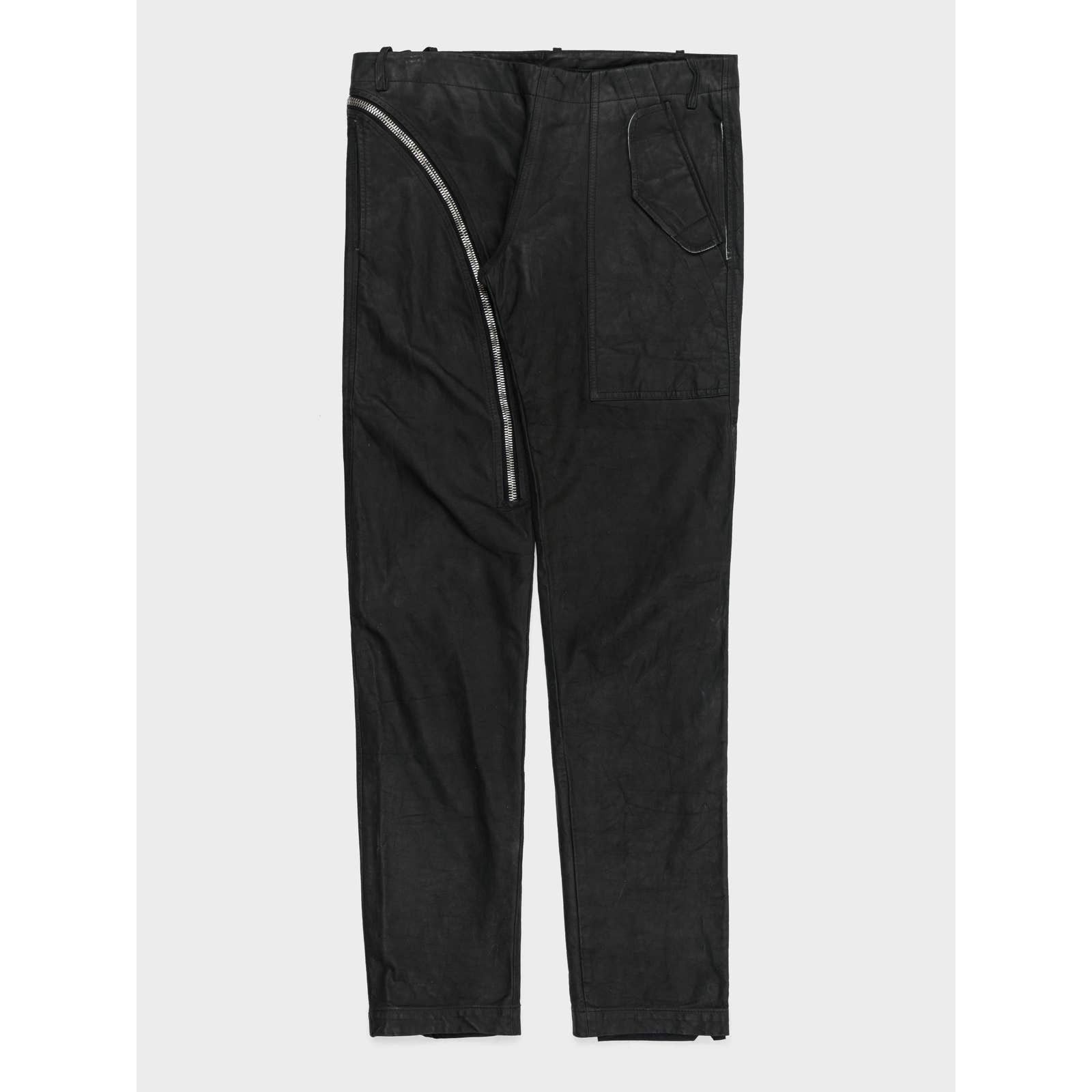 image of Rick Owens Calf Leather Aircut Trousers in Black, Men's (Size 32)