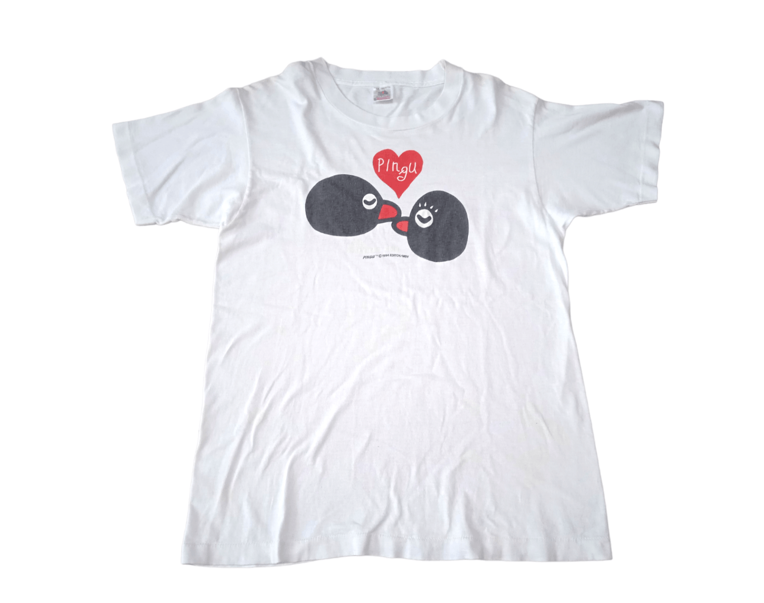 image of Vintage 90's Pingu 1994 T-Shirt in White, Men's (Size Medium)