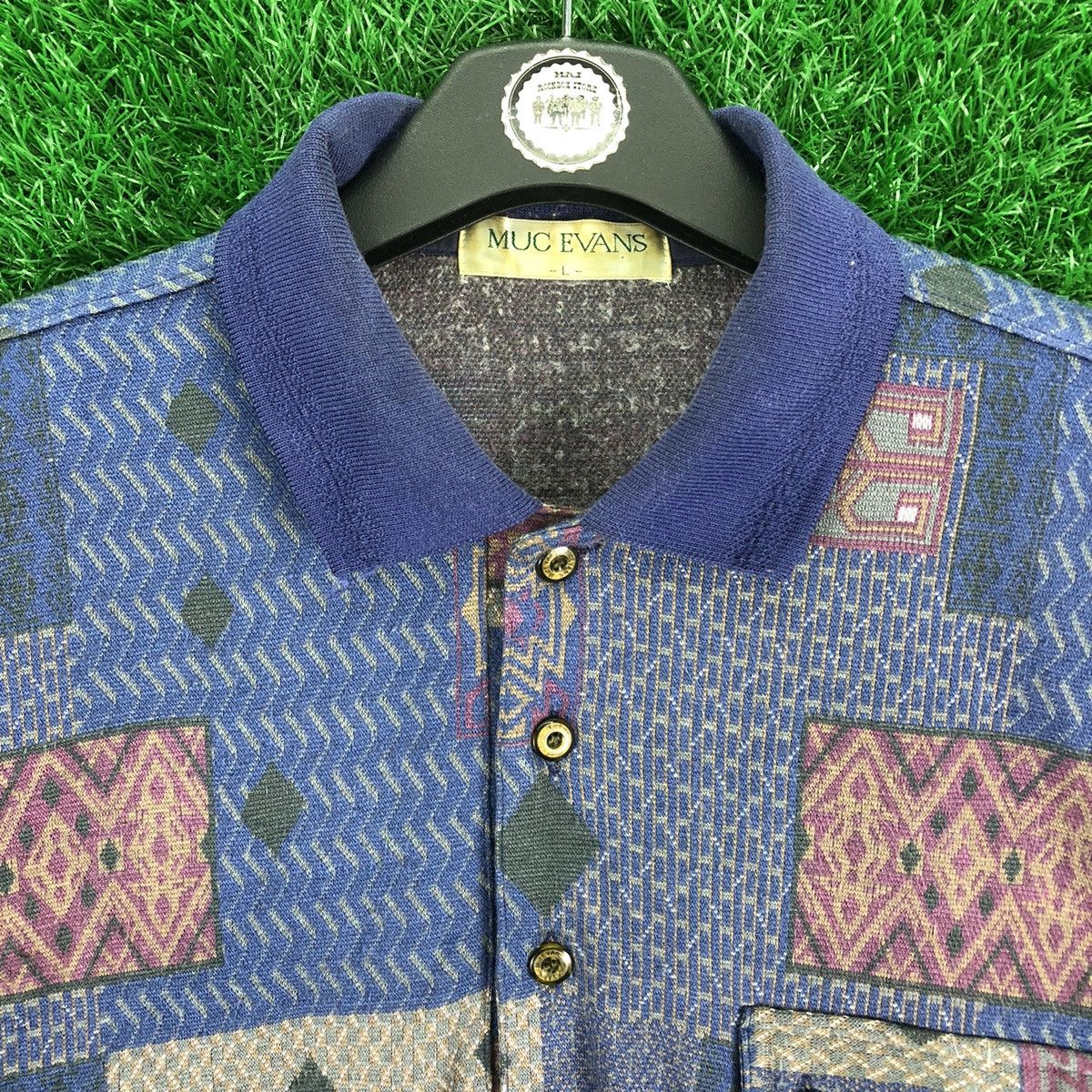 Aran Isles Knitwear Vintage 90's Knit Polo Shirt Single Pocket by Muc Evans Size US L / EU 52-54 / 3 - 7 Thumbnail