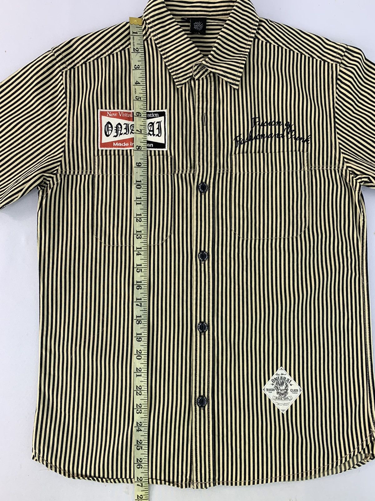 Japanese Brand 90s Hype Oniarai Visual Hickory Shirt Denim Worker Size US M / EU 48-50 / 2 - 10 Thumbnail