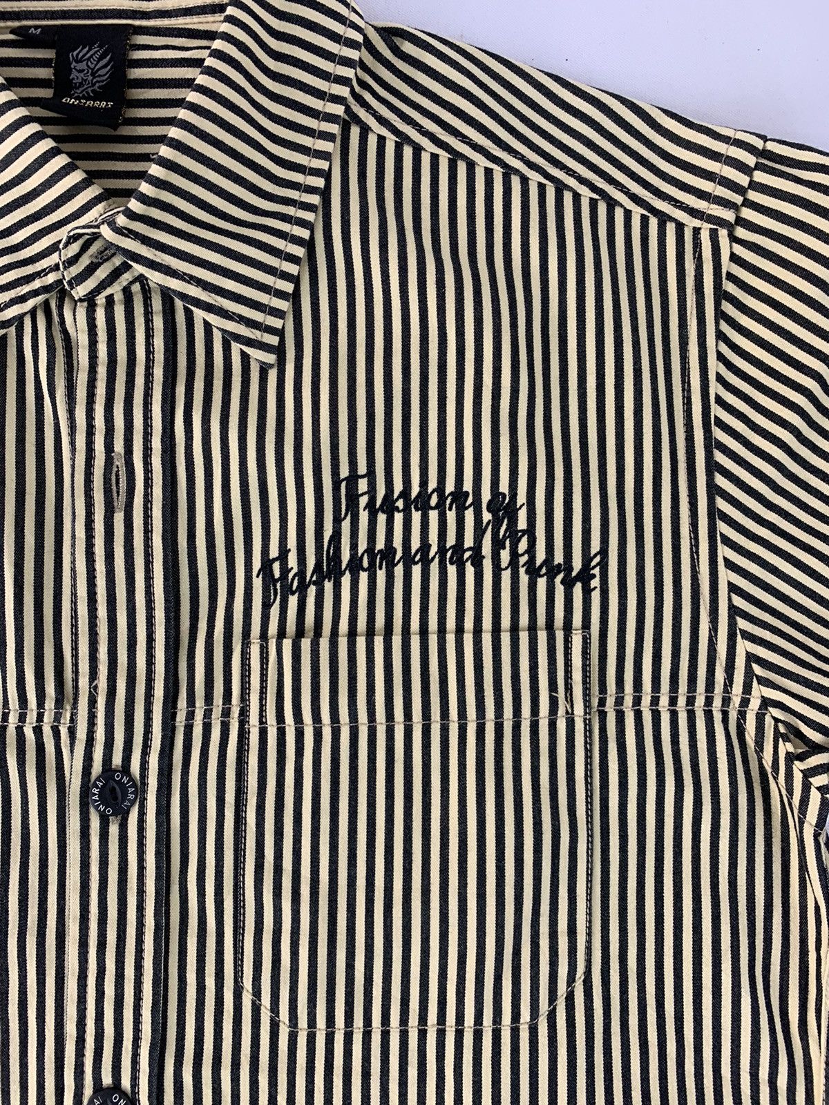 Japanese Brand 90s Hype Oniarai Visual Hickory Shirt Denim Worker Size US M / EU 48-50 / 2 - 4 Thumbnail