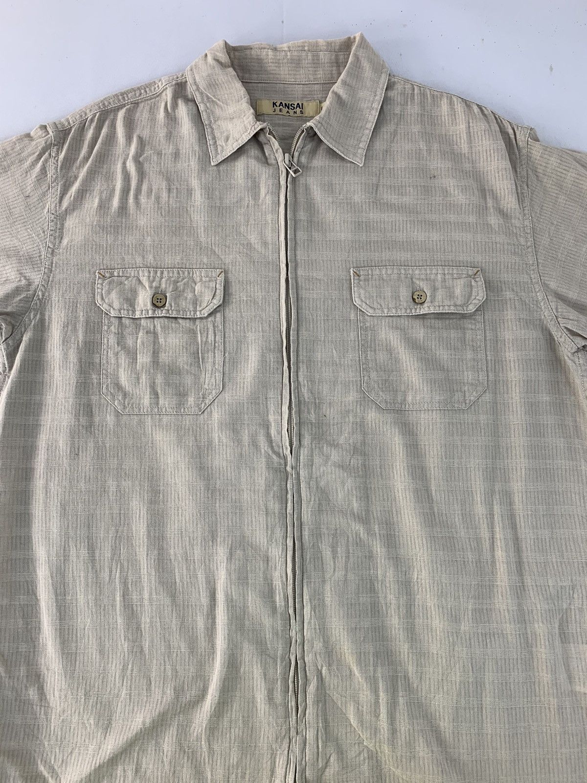 Kansai Yamamoto Hype Kansai Jeans Kansai Yamamoto Striped Zipper Shirt Size US XL / EU 56 / 4 - 2 Thumbnail