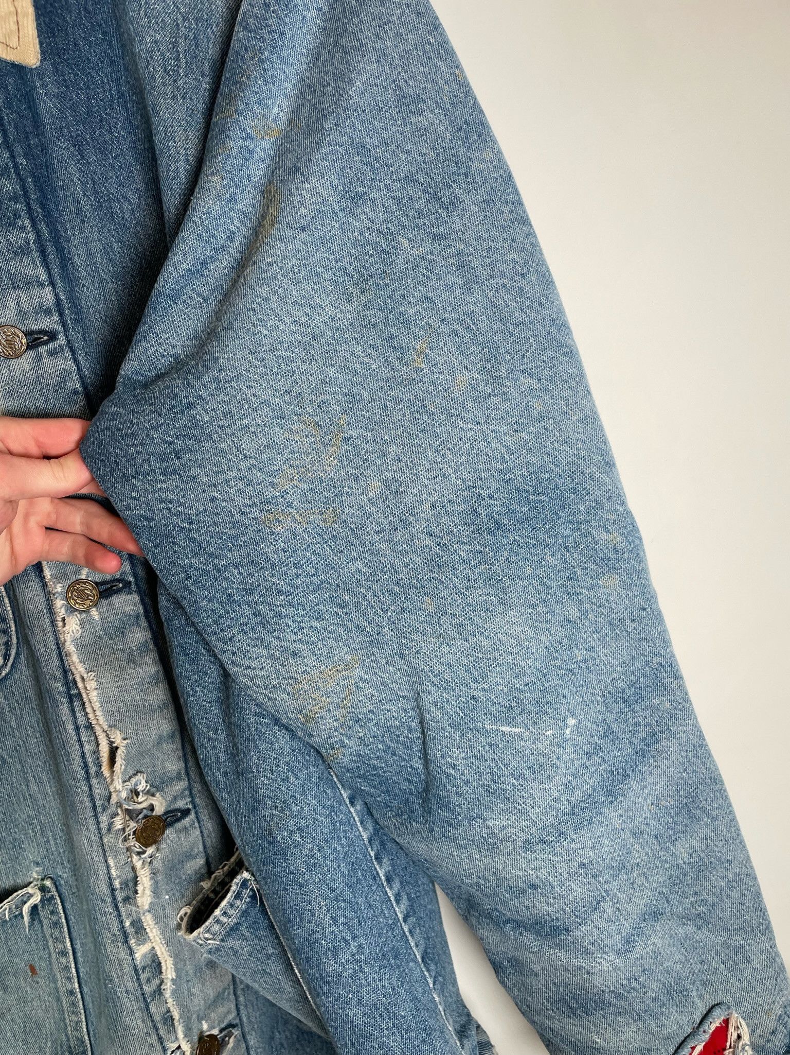Vintage 🚭1960's VINTAGE🚭BANDANA REPAIR DENIM FARMER JACKET Size US L / EU 52-54 / 3 - 10 Thumbnail
