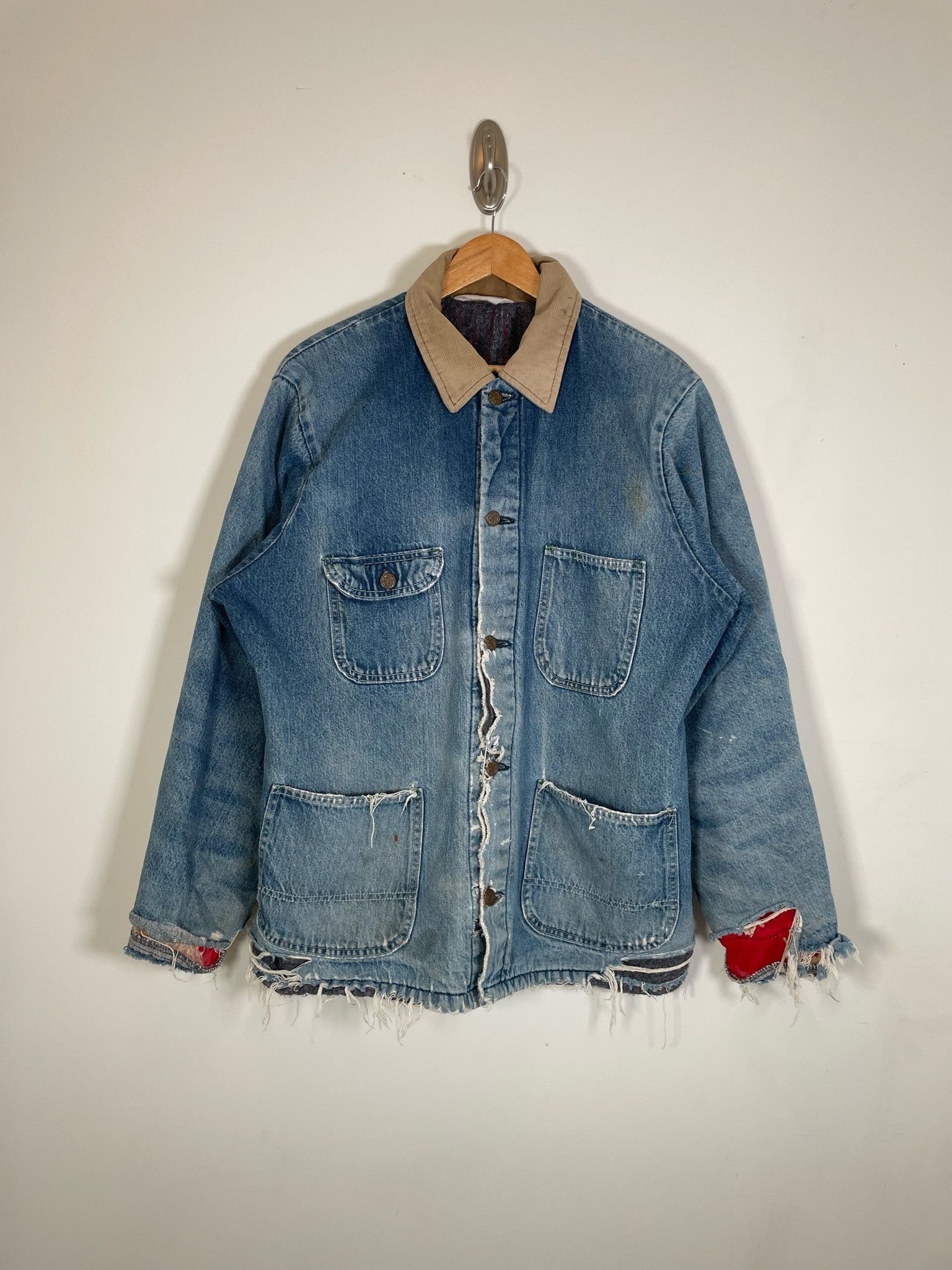 Vintage 🚭1960's VINTAGE🚭BANDANA REPAIR DENIM FARMER JACKET Size US L / EU 52-54 / 3 - 1 Thumbnail