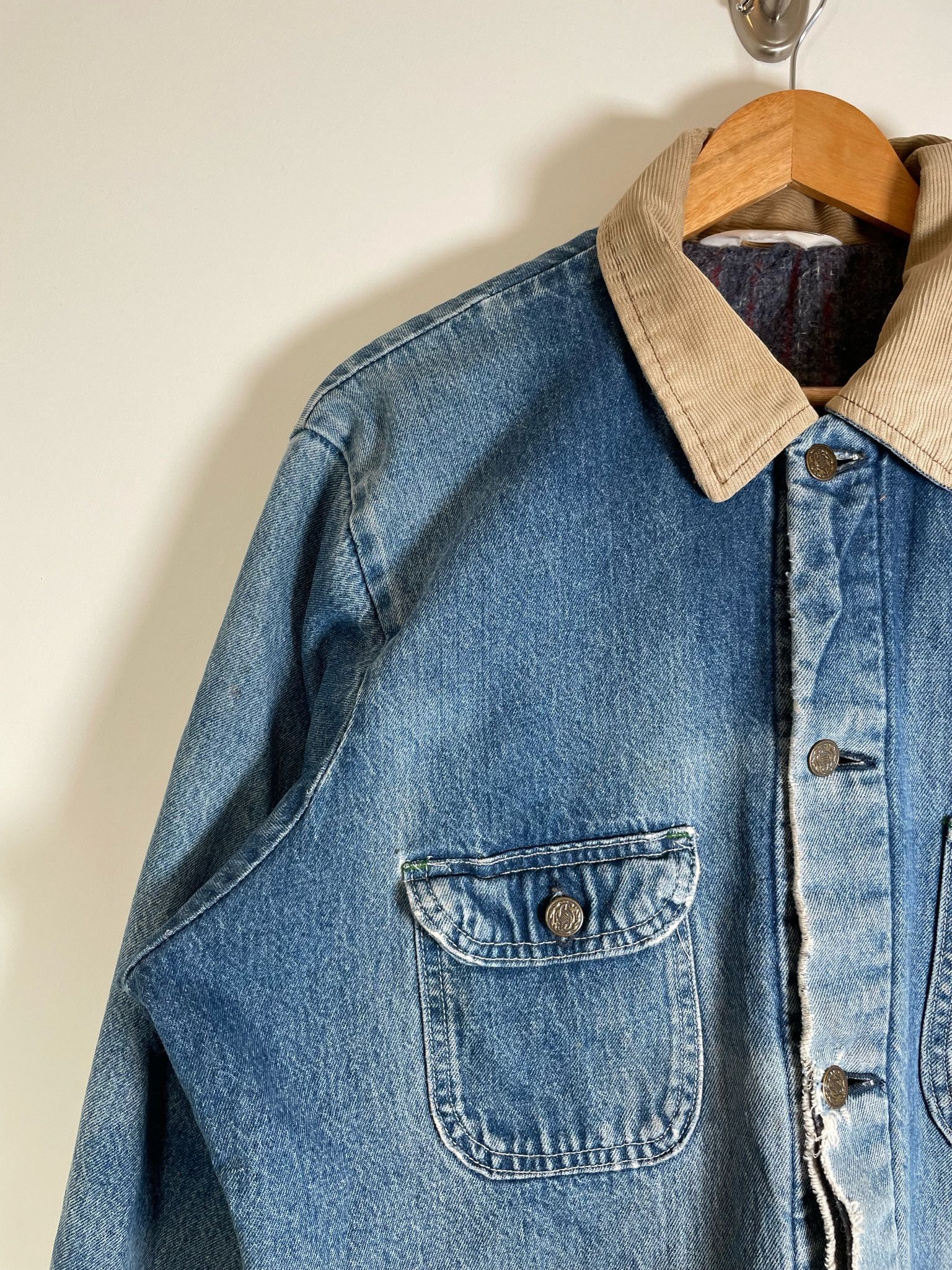 Vintage 🚭1960's VINTAGE🚭BANDANA REPAIR DENIM FARMER JACKET Size US L / EU 52-54 / 3 - 7 Thumbnail