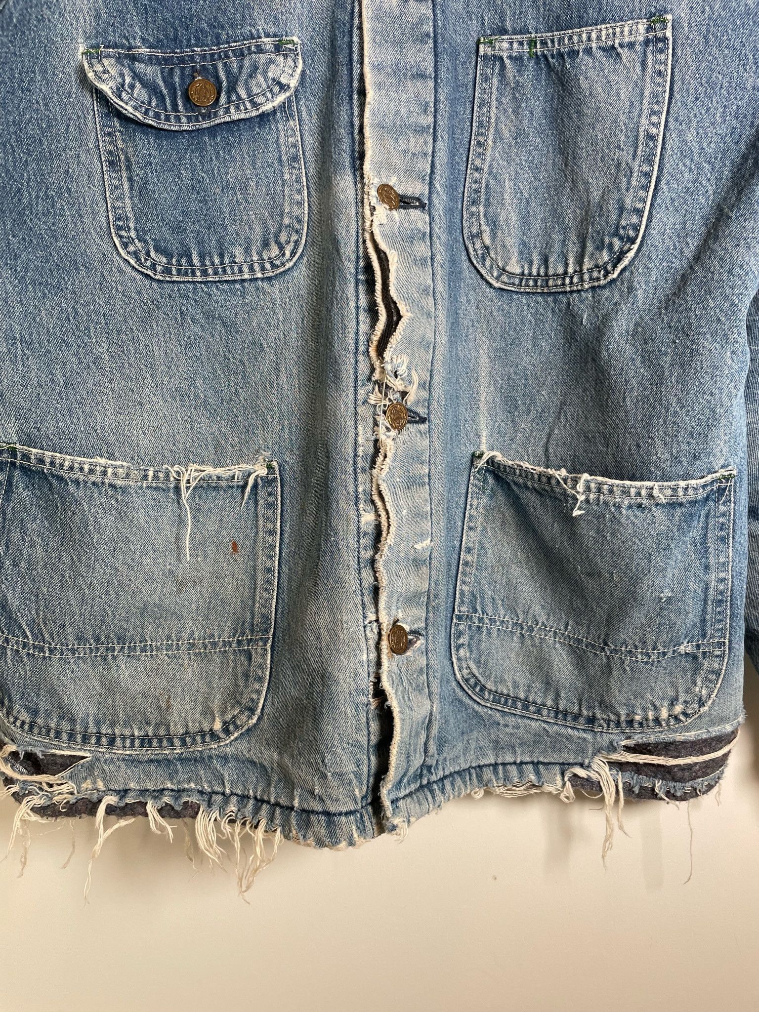 Vintage 🚭1960's VINTAGE🚭BANDANA REPAIR DENIM FARMER JACKET Size US L / EU 52-54 / 3 - 4 Thumbnail