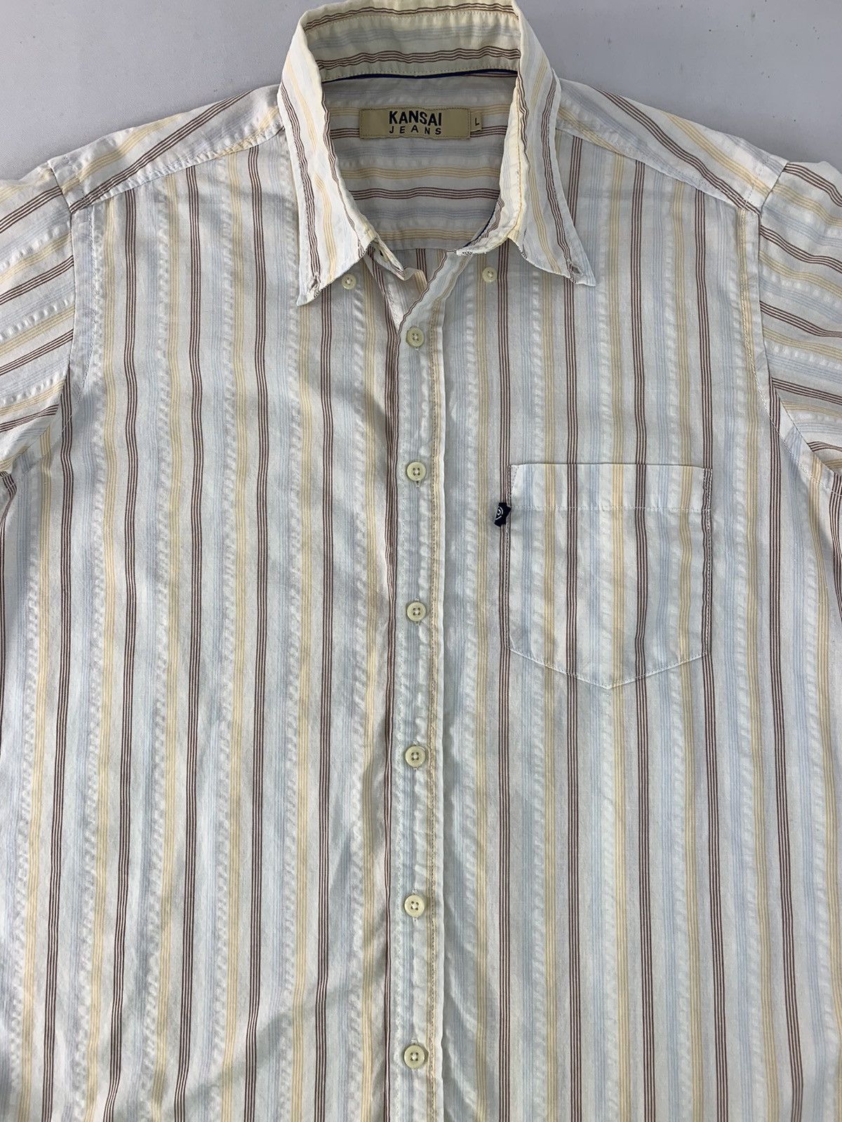 Kansai Yamamoto Hype Kansai Jeans Kansai Yamamoto Striped Button Up Shirt Size US L / EU 52-54 / 3 - 2 Thumbnail
