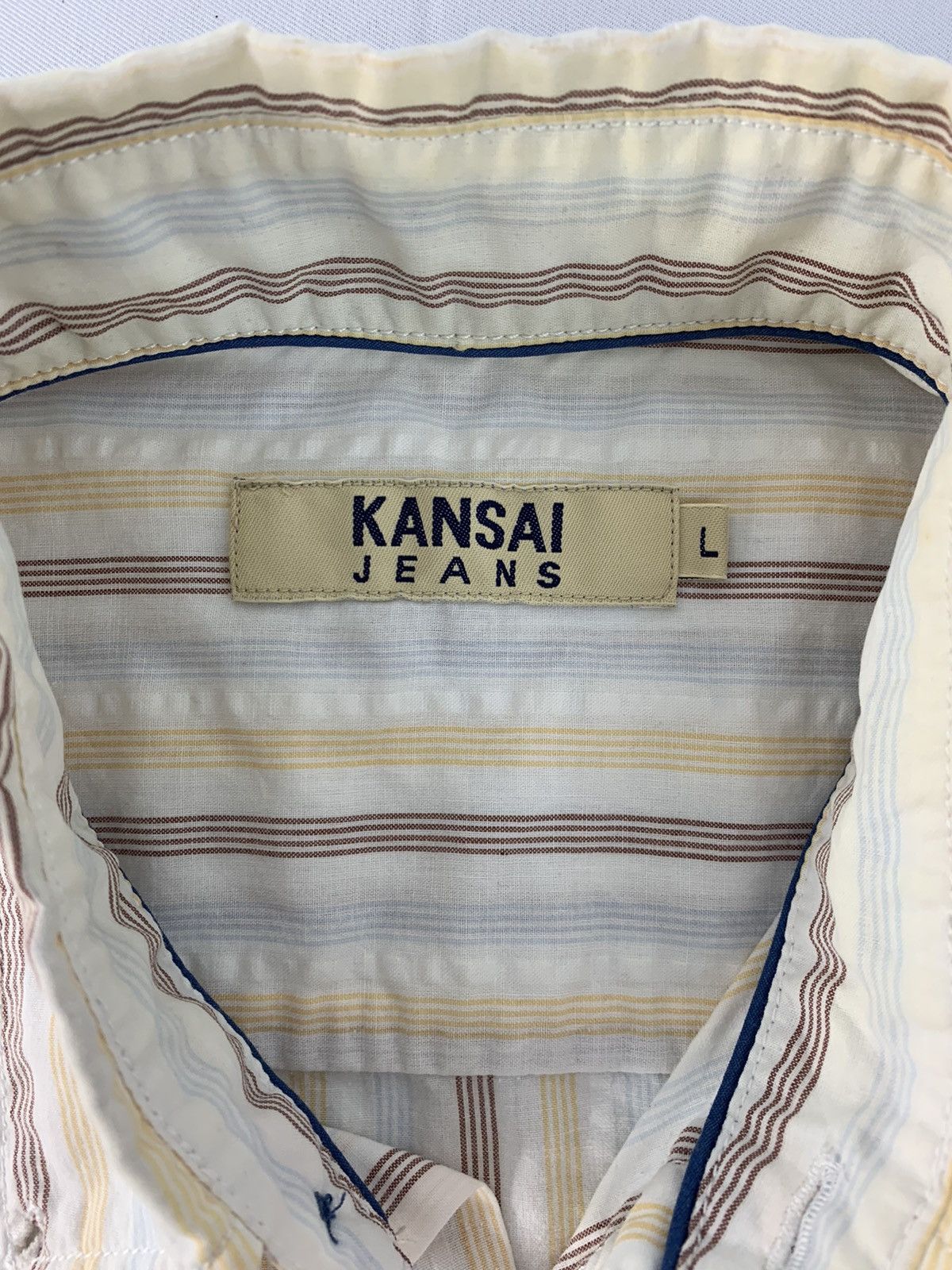 Kansai Yamamoto Hype Kansai Jeans Kansai Yamamoto Striped Button Up Shirt Size US L / EU 52-54 / 3 - 3 Thumbnail