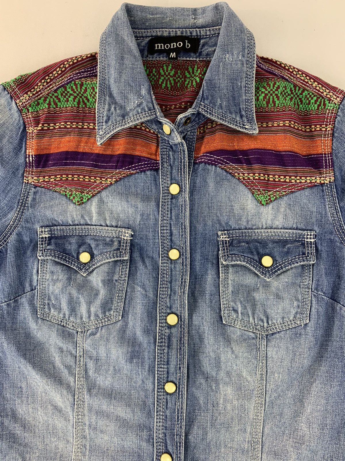 Japanese Brand 90s Japanese Brand Mono B Western Trucker Denim Shirt Size S / US 4 / IT 40 - 2 Thumbnail
