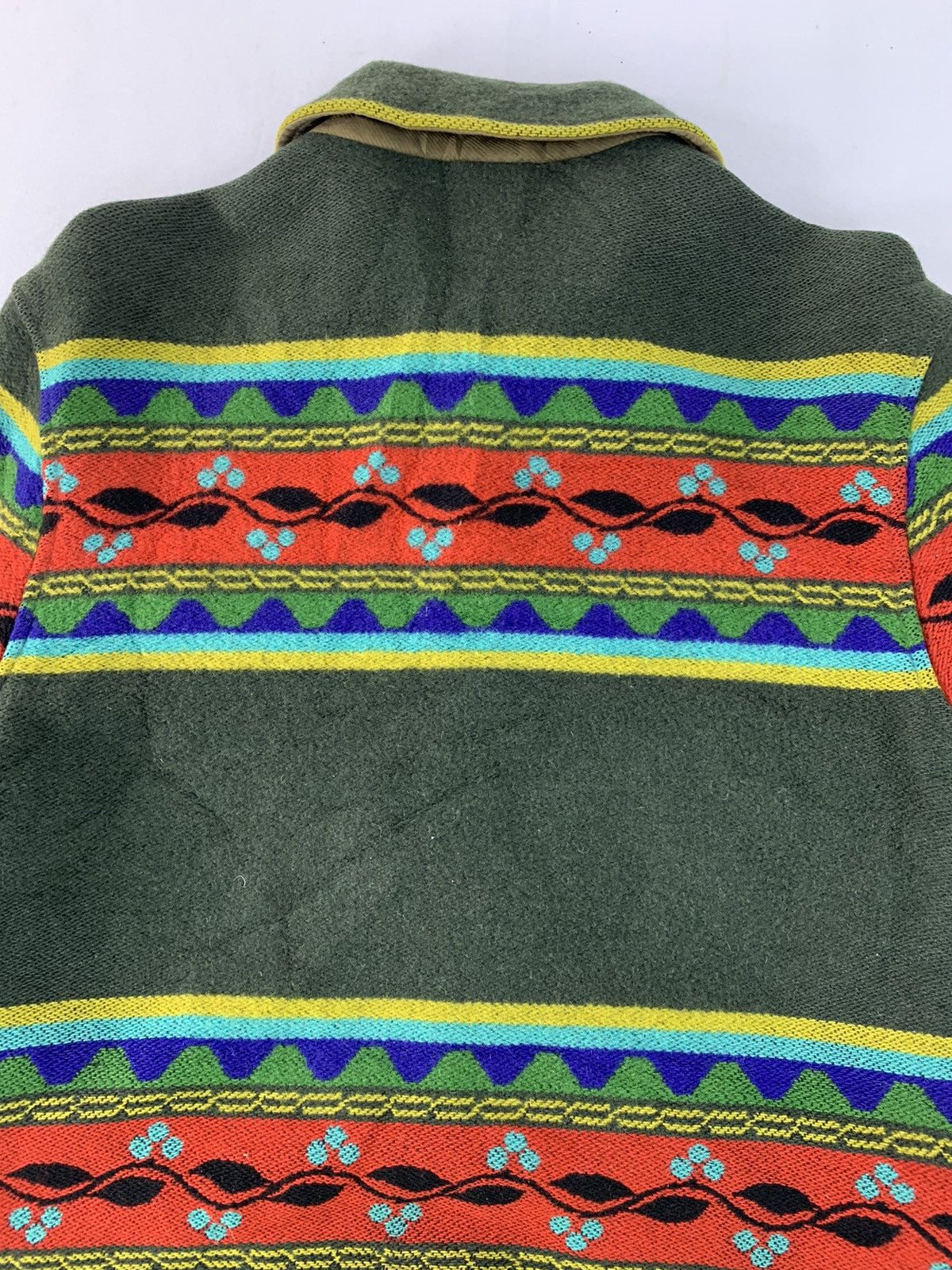 United Colors Of Benetton Vtg 90s United Color Of Benetton Navajo Stripe Wool Cardigan Size S / US 4 / IT 40 - 3 Thumbnail