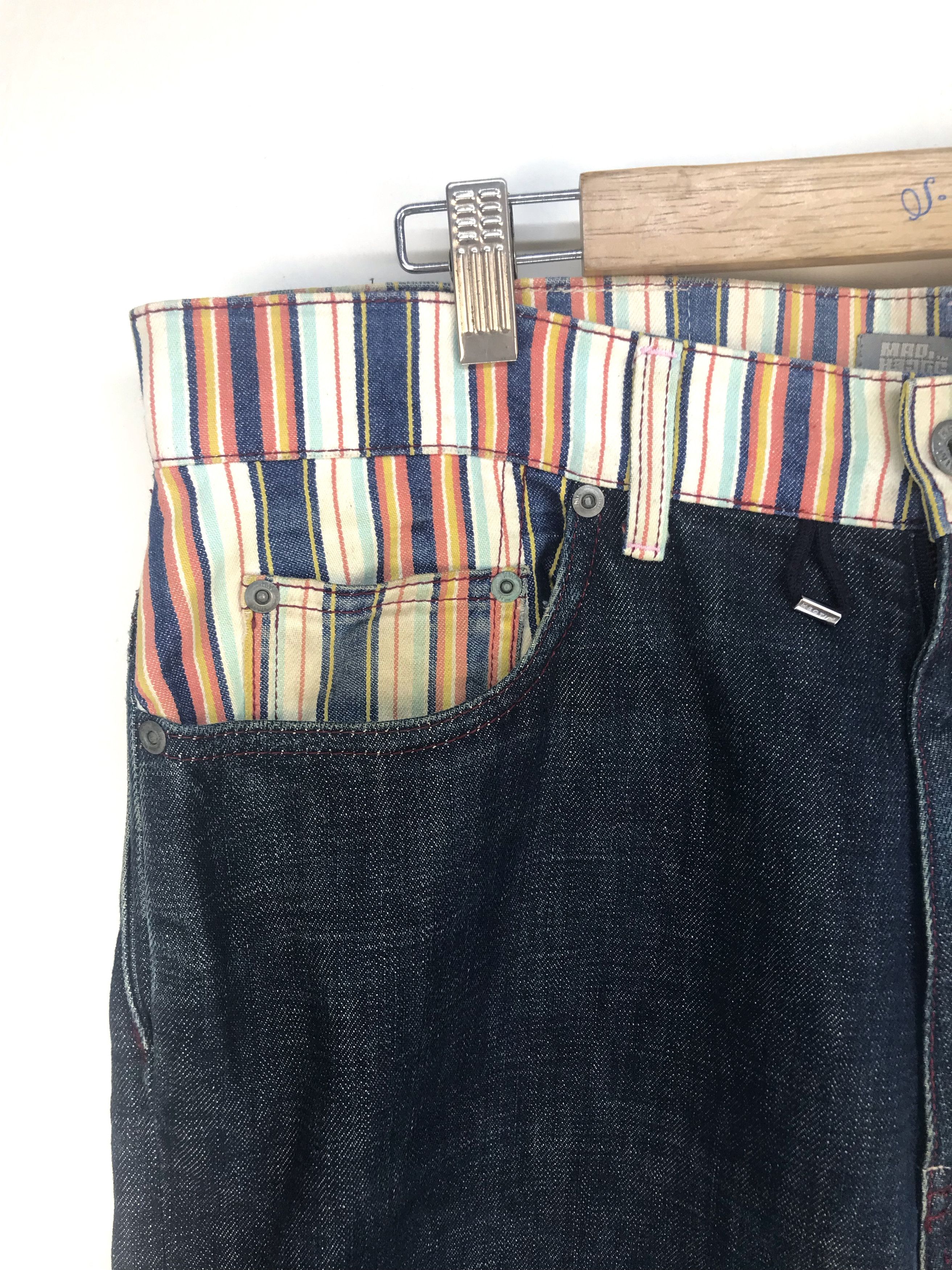 Hiroshi Fujiwara Japanese Brand MADHECTIC Multicolor Striped Denim Jeans Size US 36 / EU 52 - 3 Thumbnail