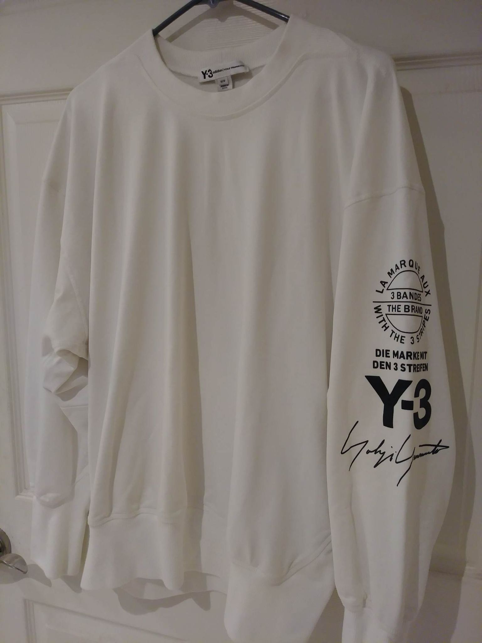image of Y-3 Stacked Logo Sweatshirt White Yohji Yamamoto Adidas, Men's (Size Medium)