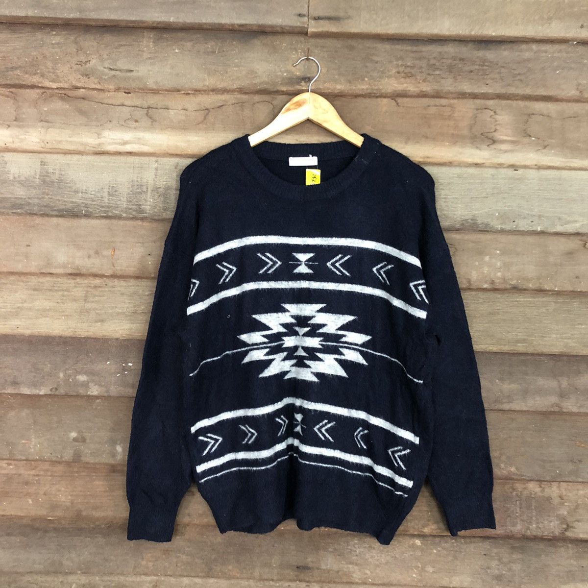 image of Homespun Knitwear x Navajo Flow & Fixture Blue Navajo Sweatshirt Knitwear 3290, Men's (Size Large)