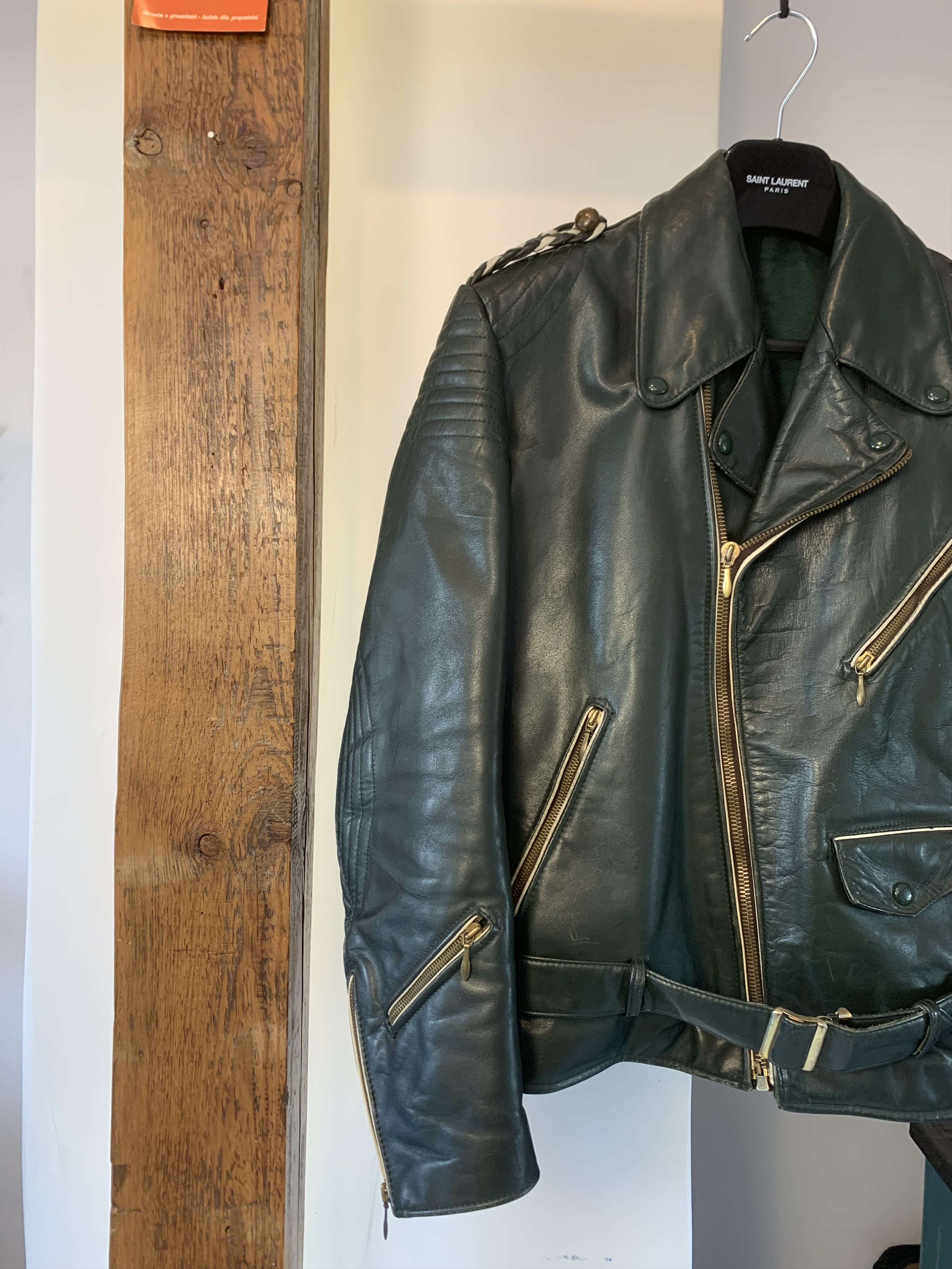 Japanese Brand 1960/70s German Motorcycle Green Leather Biker Jacket Size US L / EU 52-54 / 3 - 3 Thumbnail