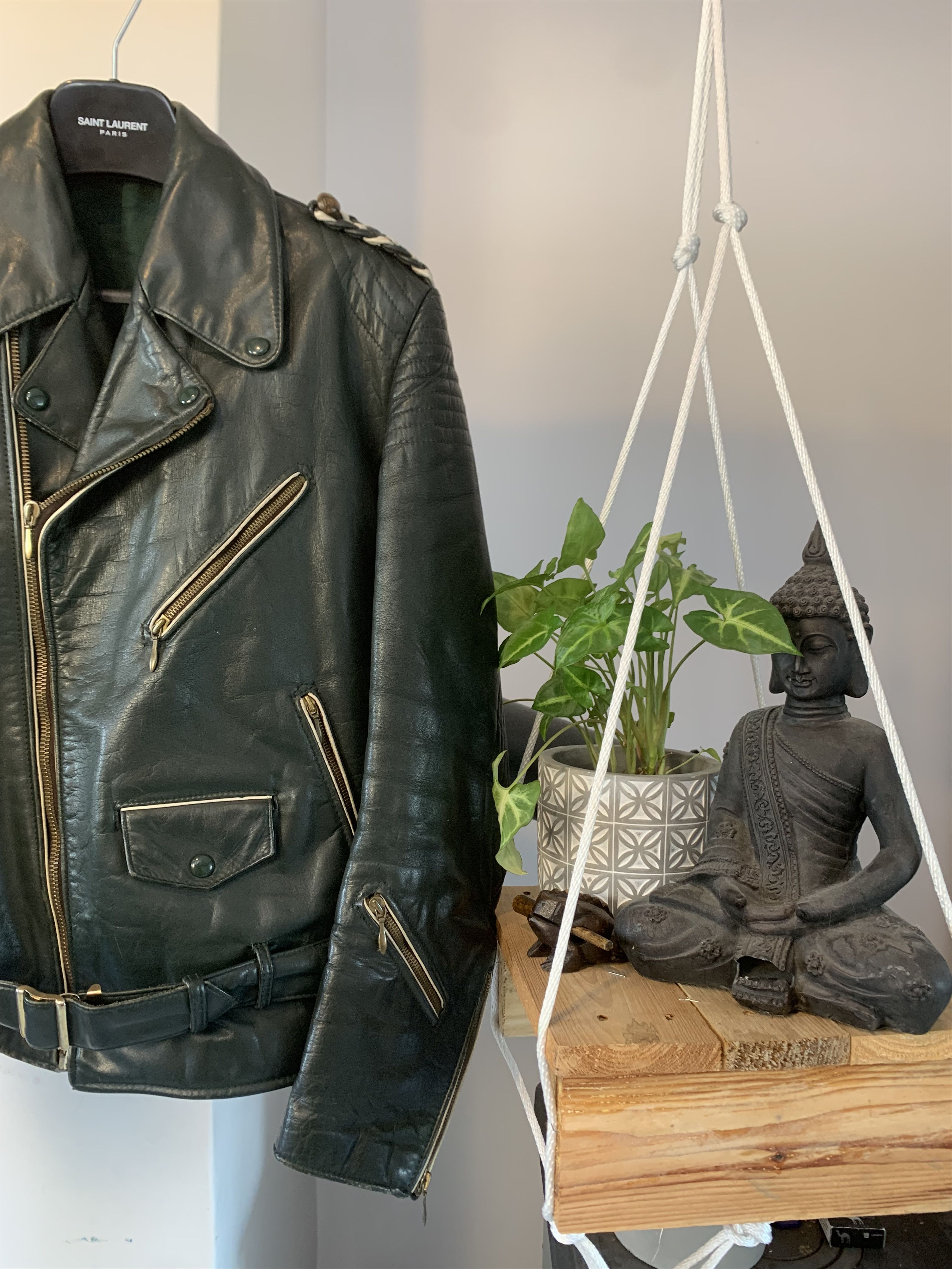 Japanese Brand 1960/70s German Motorcycle Green Leather Biker Jacket Size US L / EU 52-54 / 3 - 4 Thumbnail