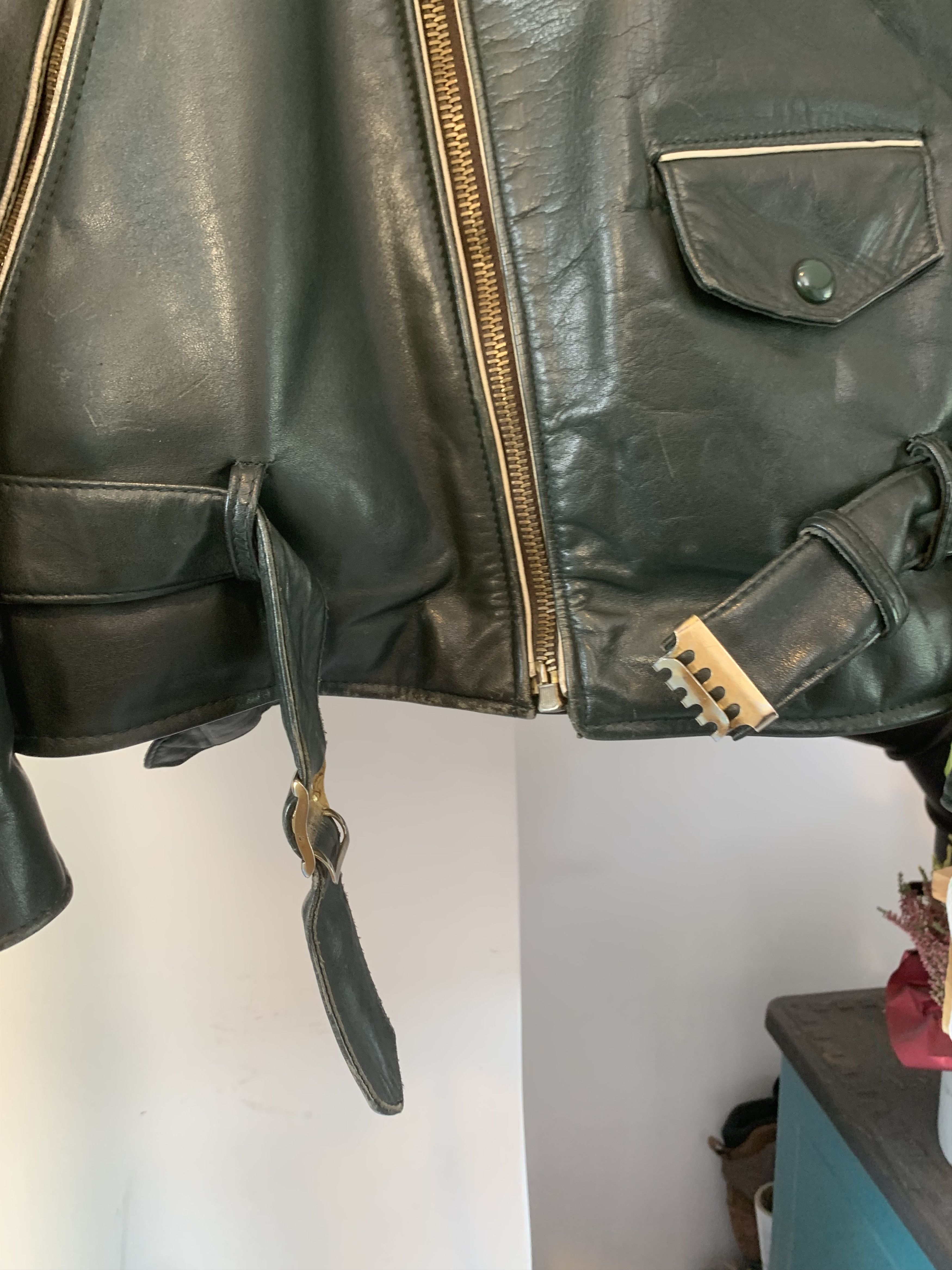 Japanese Brand 1960/70s German Motorcycle Green Leather Biker Jacket Size US L / EU 52-54 / 3 - 9 Thumbnail