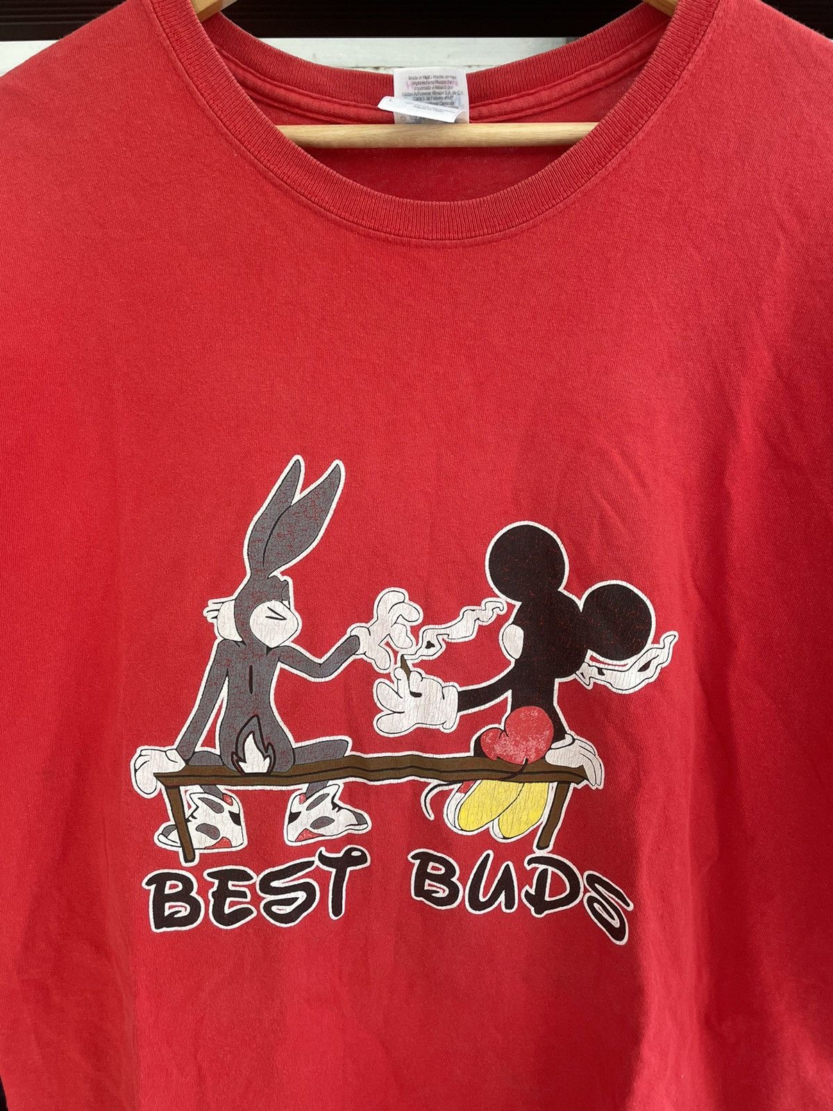 Cartoon Network × Disney × Vintage Vintage Best Buds Parody ( Bunny & Mickey ) Cannabis T-Shirt Size US XL / EU 56 / 4 - 2 Thumbnail