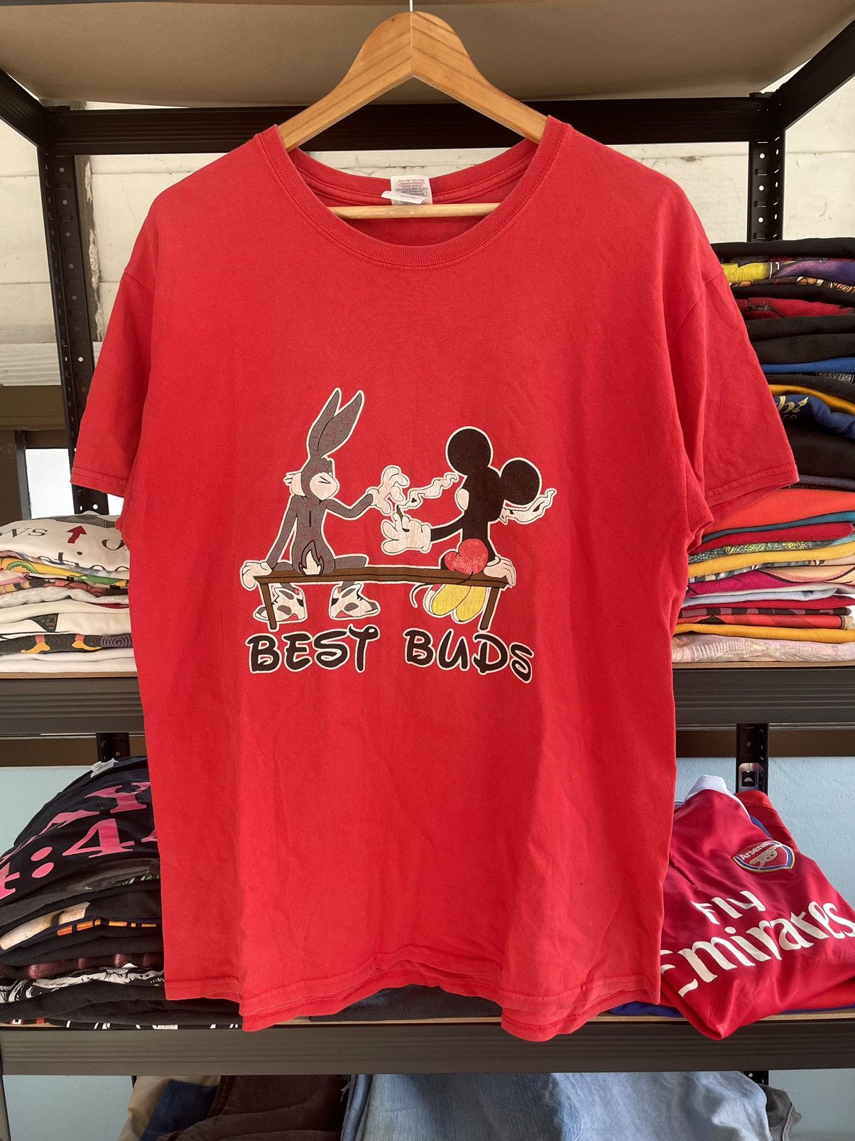 Cartoon Network × Disney × Vintage Vintage Best Buds Parody ( Bunny & Mickey ) Cannabis T-Shirt Size US XL / EU 56 / 4 - 1 Thumbnail