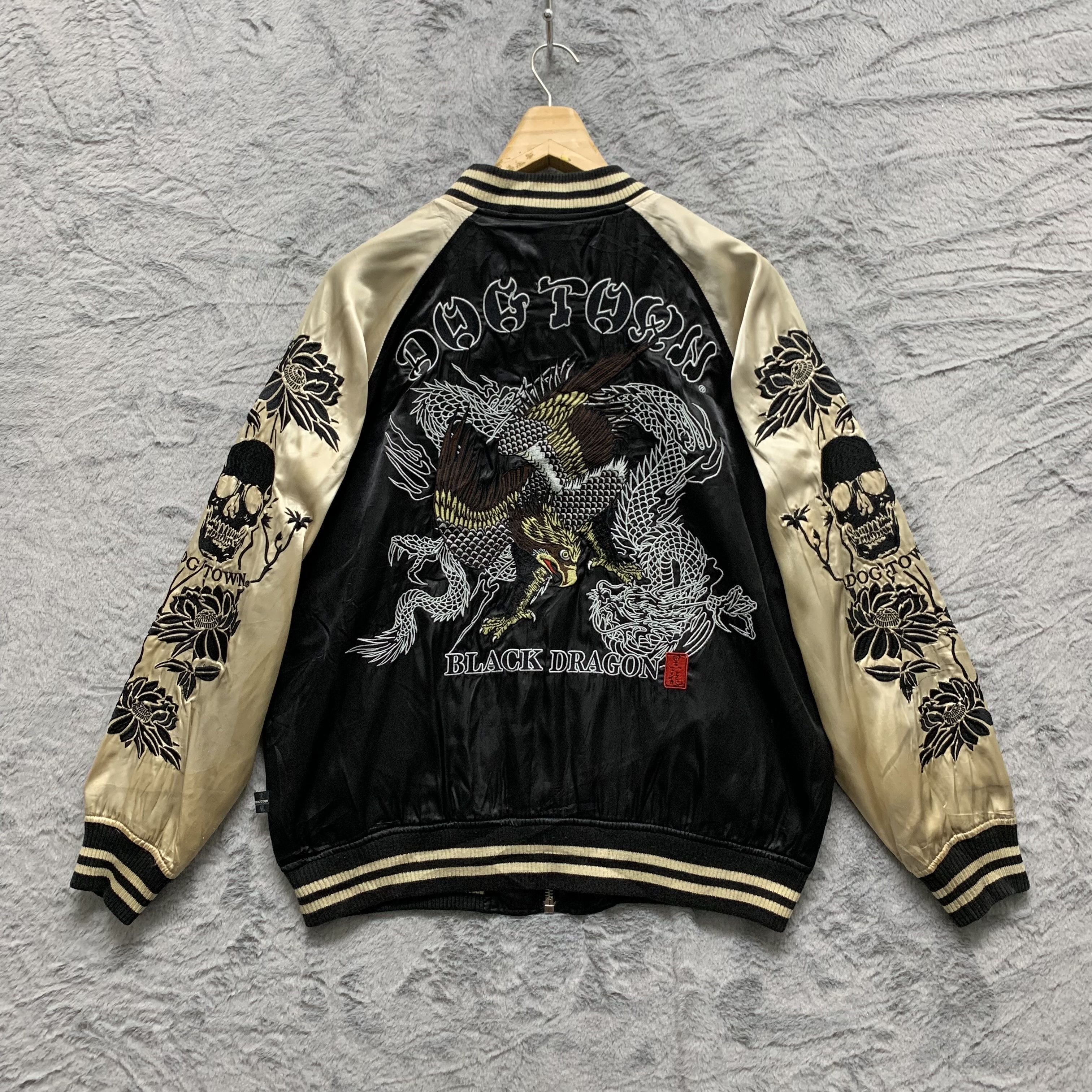image of Dogtown Black Dragon Sukajan Jacket 4327-150 in Black Gold, Men's (Size Large)