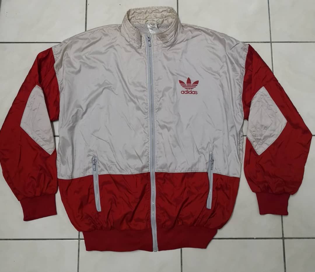 image of Adidas Tracktop/ Windbreaker in Gray/Red, Men's (Size XL)