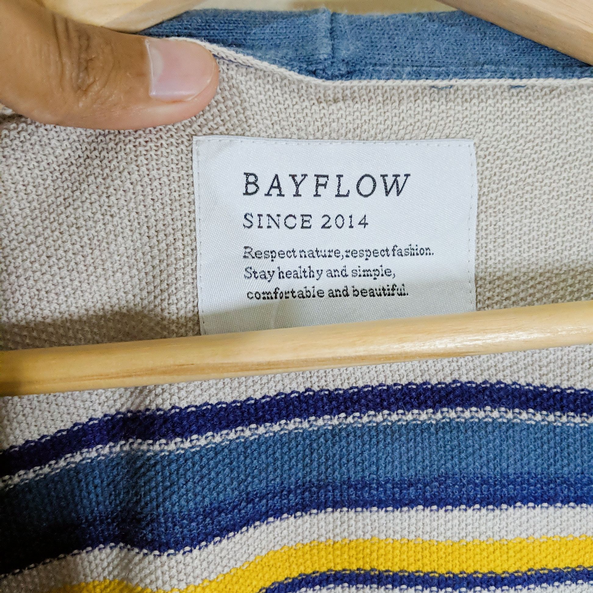 Japanese Brand Vintage Rare BabyFlow Stripe Cardigan Knitwear Sweater Size US L / EU 52-54 / 3 - 3 Thumbnail