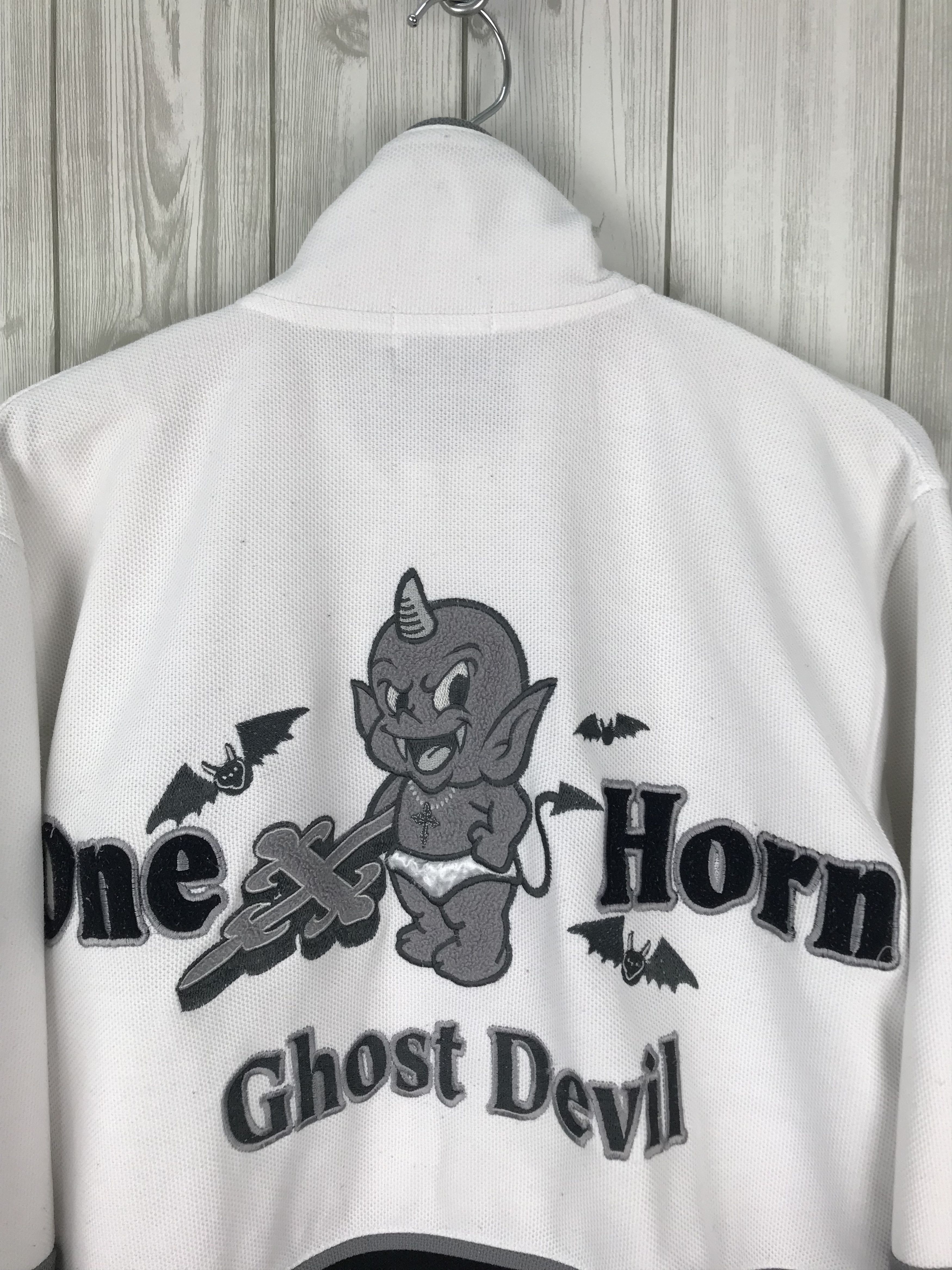 Karakuri Tamashii Vintage One Horn Ghost Devil Embroidered Sweater Size US M / EU 48-50 / 2 - 8 Thumbnail