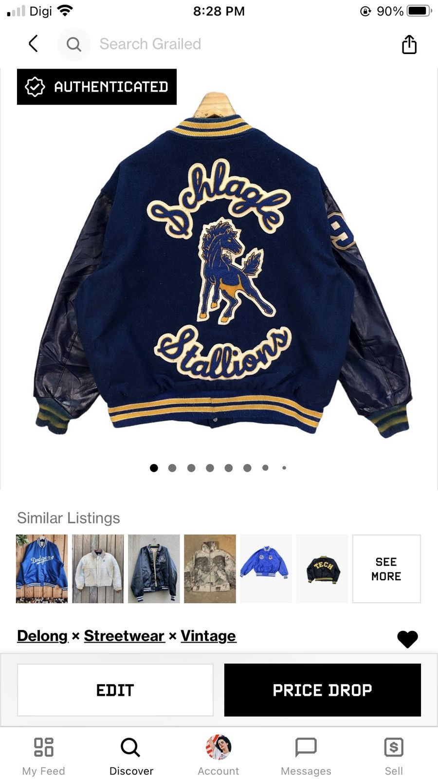 Delong VINTAGE DELONG SCHLAGLE STALLIONS VARSITY #6111-48 Size US XL / EU 56 / 4 - 15 Thumbnail
