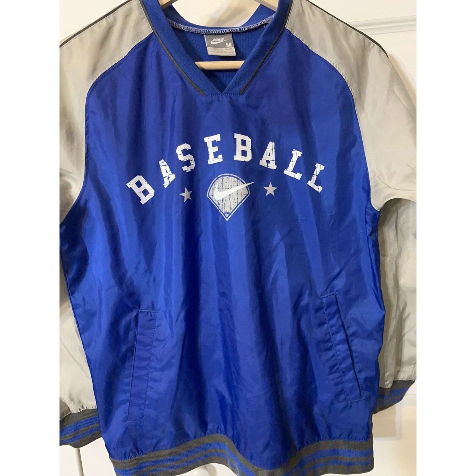 Nike VTG 90s Nike Youth V Neck Windbreaker Youth Pullover Blue Size US M / EU 48-50 / 2 - 3 Thumbnail