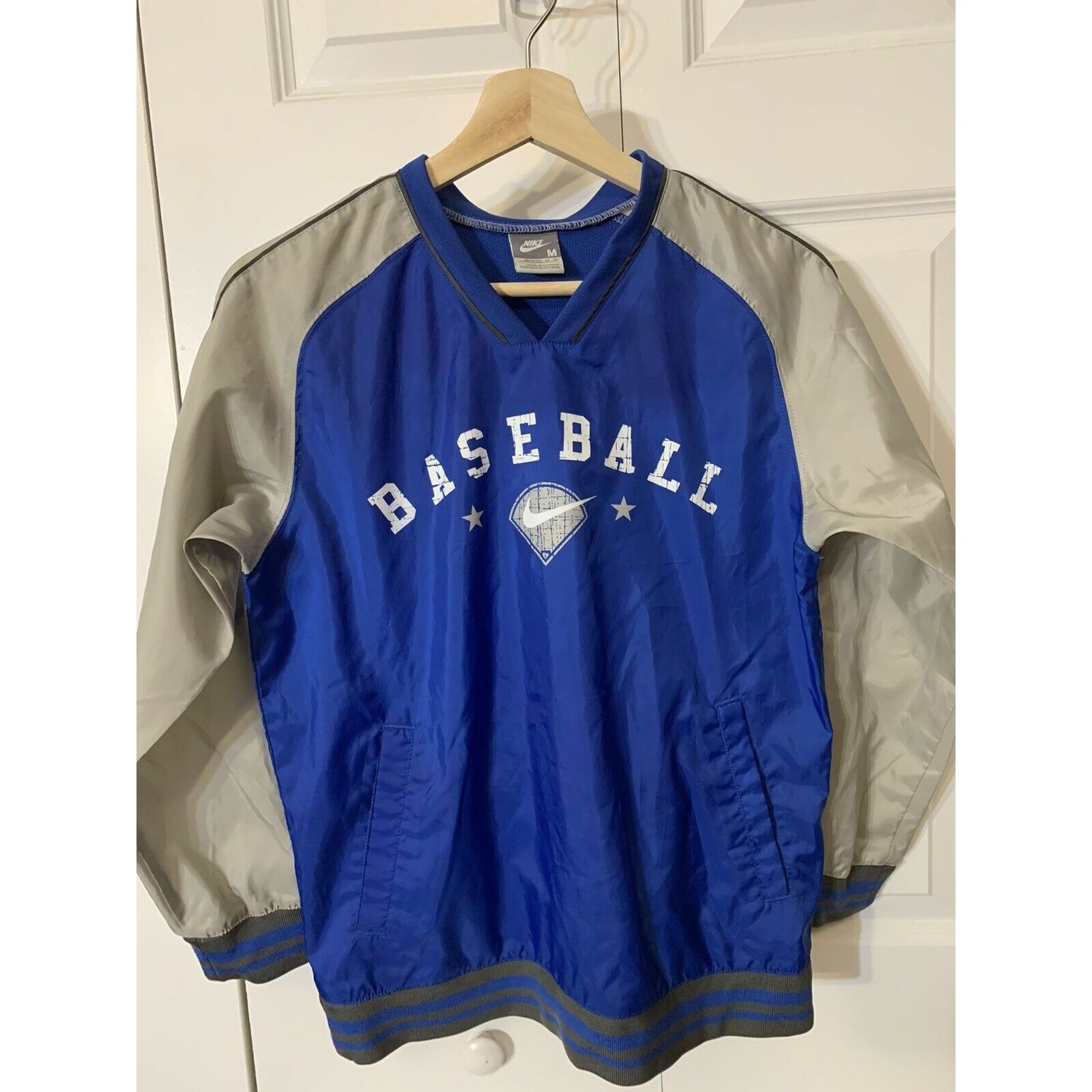 Nike VTG 90s Nike Youth V Neck Windbreaker Youth Pullover Blue Size US M / EU 48-50 / 2 - 1 Thumbnail