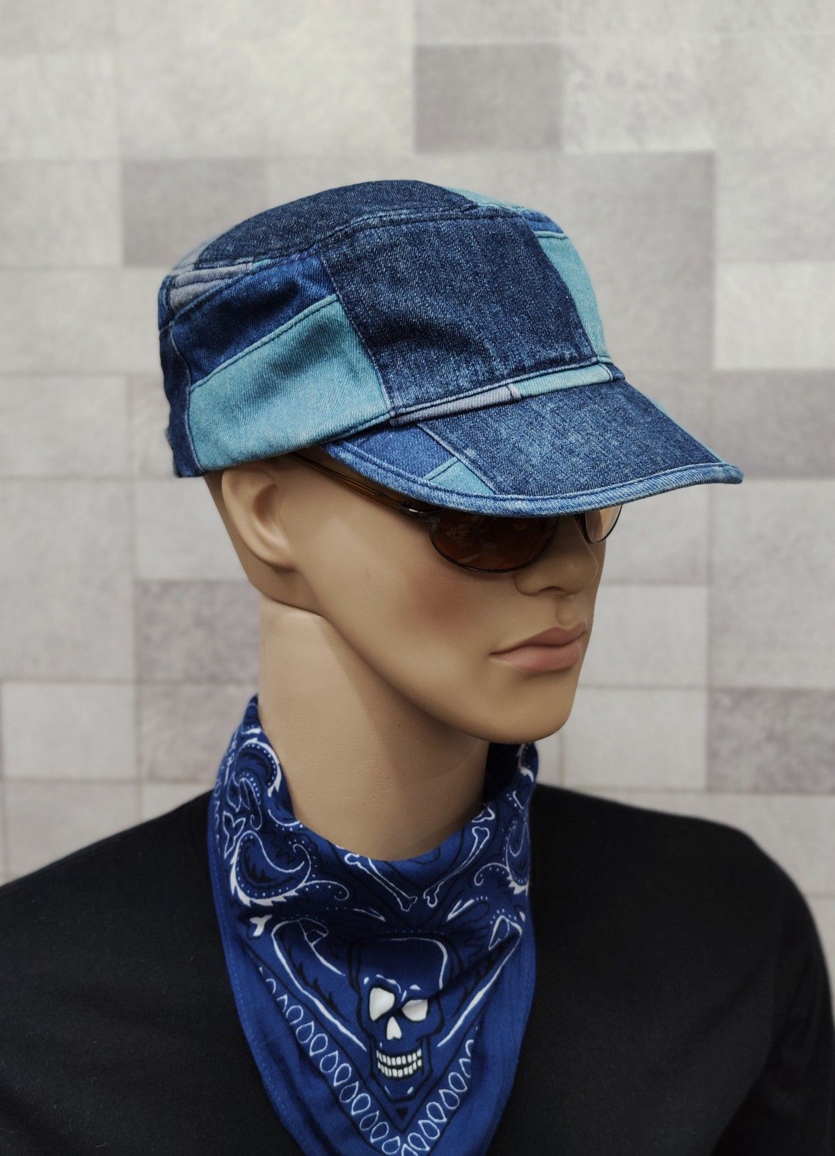 Japanese Brand BEST OFFER!! GRACE Denim Patchwork Military Design Hat Size ONE SIZE - 5 Thumbnail