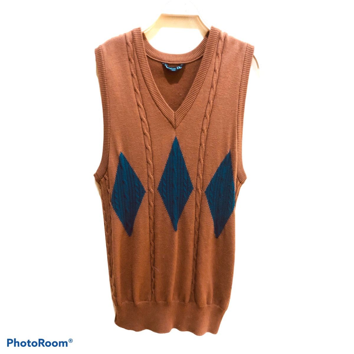 image of Aran Isles Knitwear x Christian Dior Monsieur Vintage Christian Dior Sports Knitwear Vest in Brown 