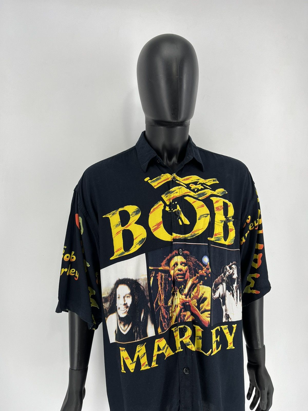 Bob Marley × Vintage Vintage 90s Bob Marley Full Print Shirt Travis Style Size US XL / EU 56 / 4 - 3 Thumbnail
