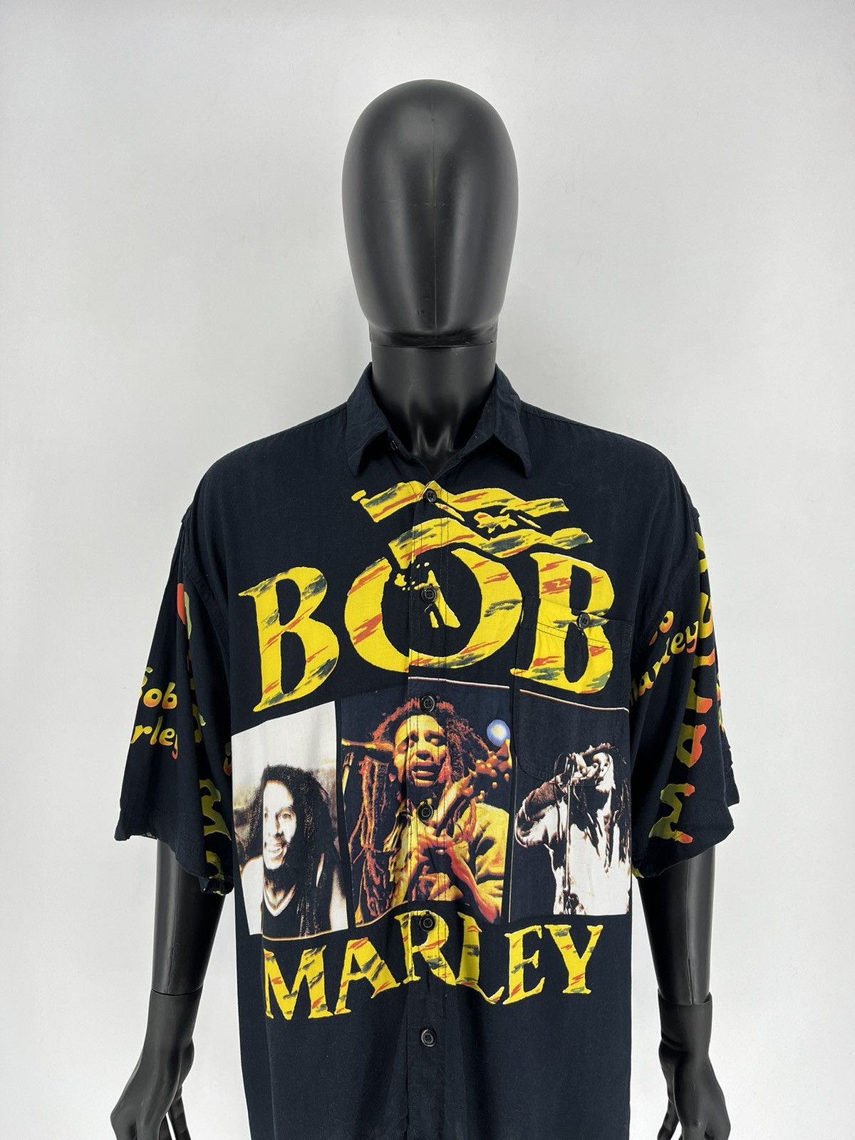 Bob Marley × Vintage Vintage 90s Bob Marley Full Print Shirt Travis Style Size US XL / EU 56 / 4 - 1 Thumbnail