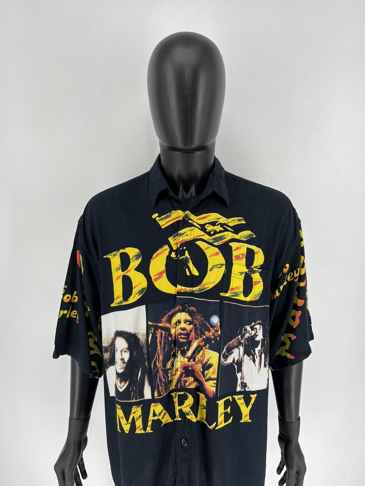 Bob Marley × Vintage Vintage 90s Bob Marley Full Print Shirt Travis Style Size US XL / EU 56 / 4 - 5 Thumbnail