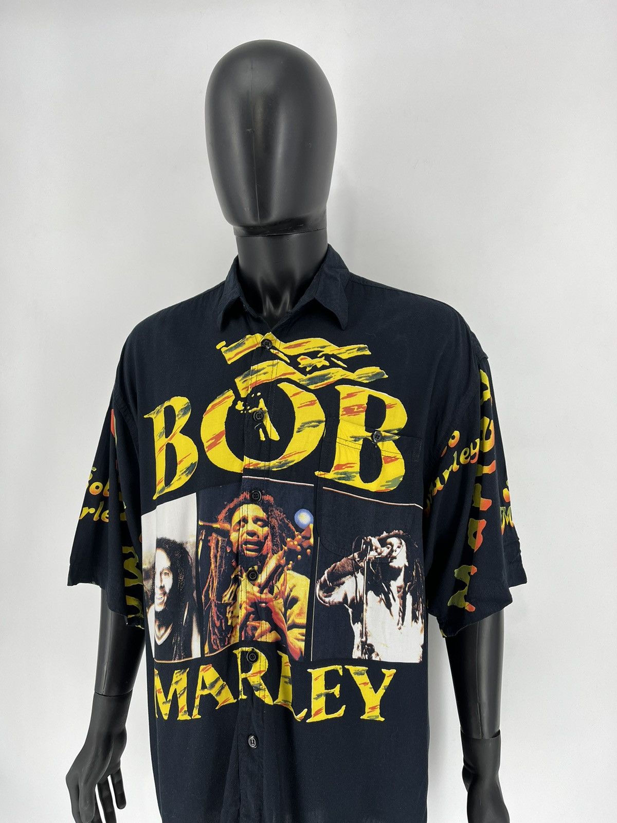 Bob Marley × Vintage Vintage 90s Bob Marley Full Print Shirt Travis Style Size US XL / EU 56 / 4 - 4 Thumbnail