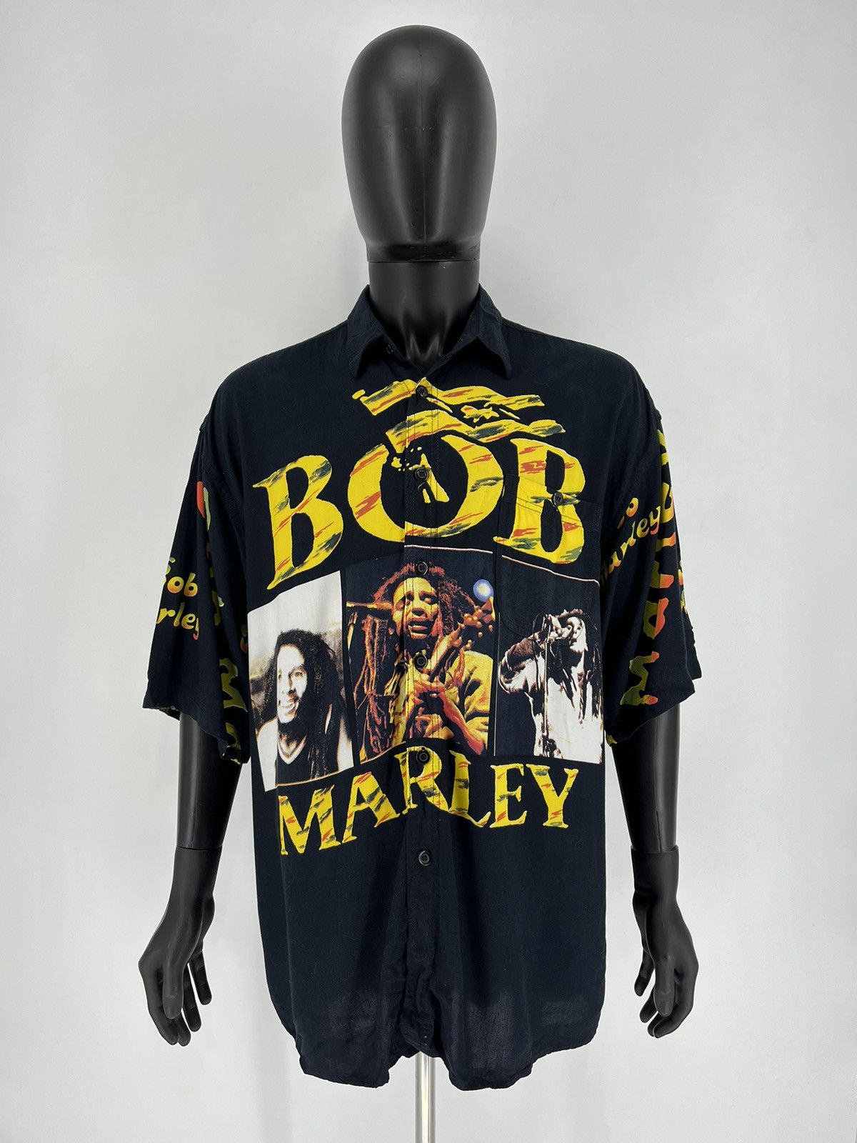 Bob Marley × Vintage Vintage 90s Bob Marley Full Print Shirt Travis Style Size US XL / EU 56 / 4 - 2 Thumbnail