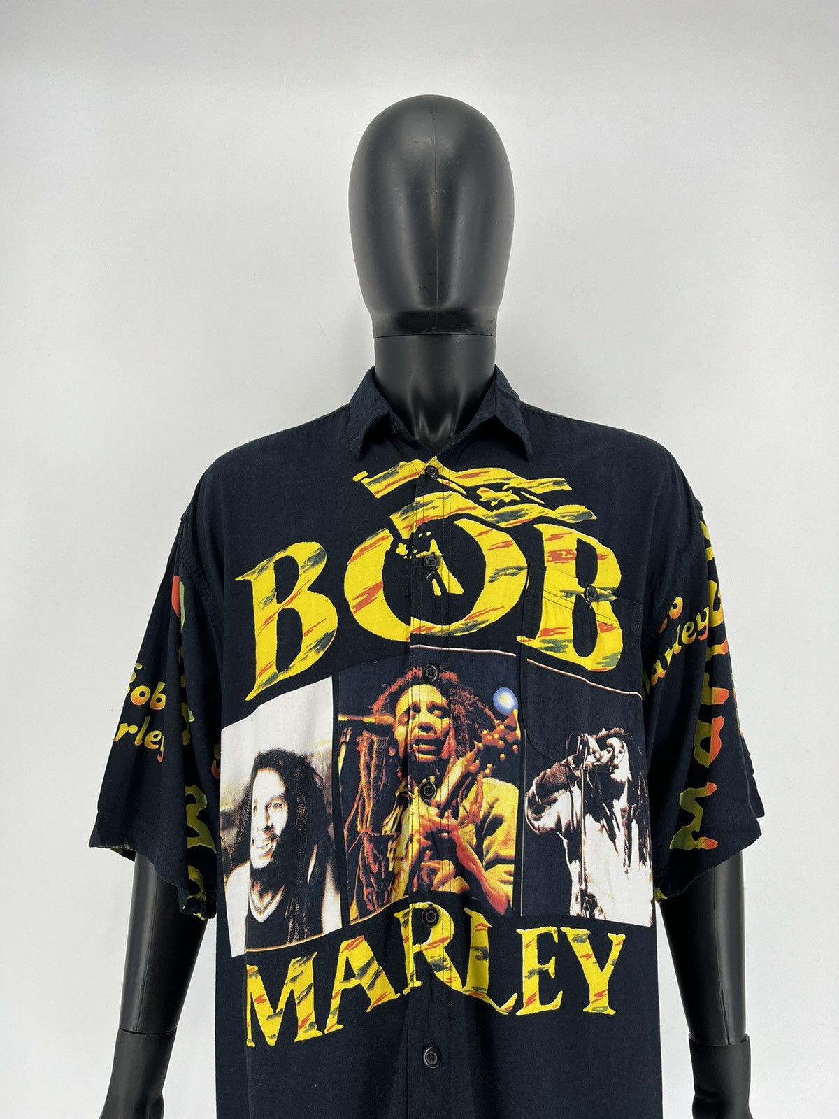 Bob Marley × Vintage Vintage 90s Bob Marley Full Print Shirt Travis Style Size US XL / EU 56 / 4 - 6 Thumbnail