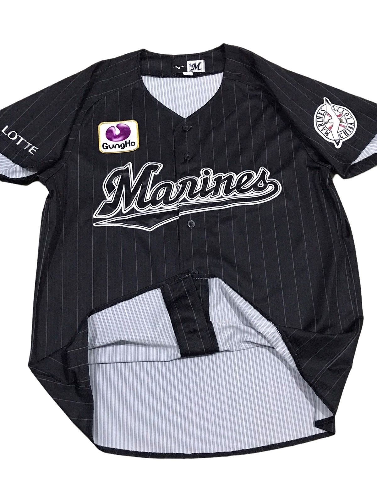 image of Chiba Lotte Marines Japan Baseball Away Jersey Mizuno in Black, Men's (Size Large)